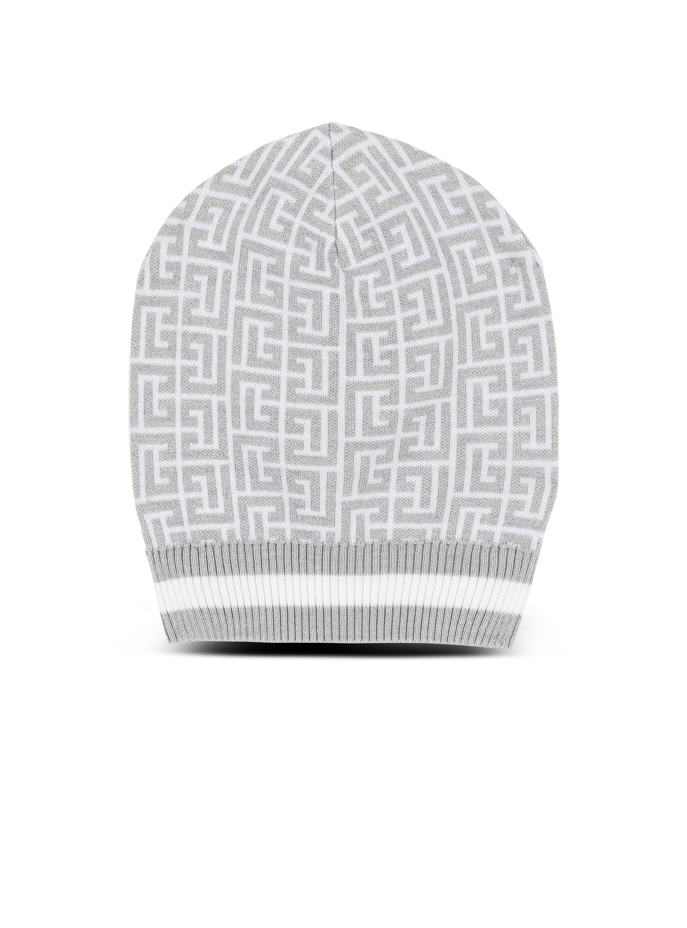Womens Hats Balmain Hats Balmain Monogram Jacquard Wool-blend Beanie in White 