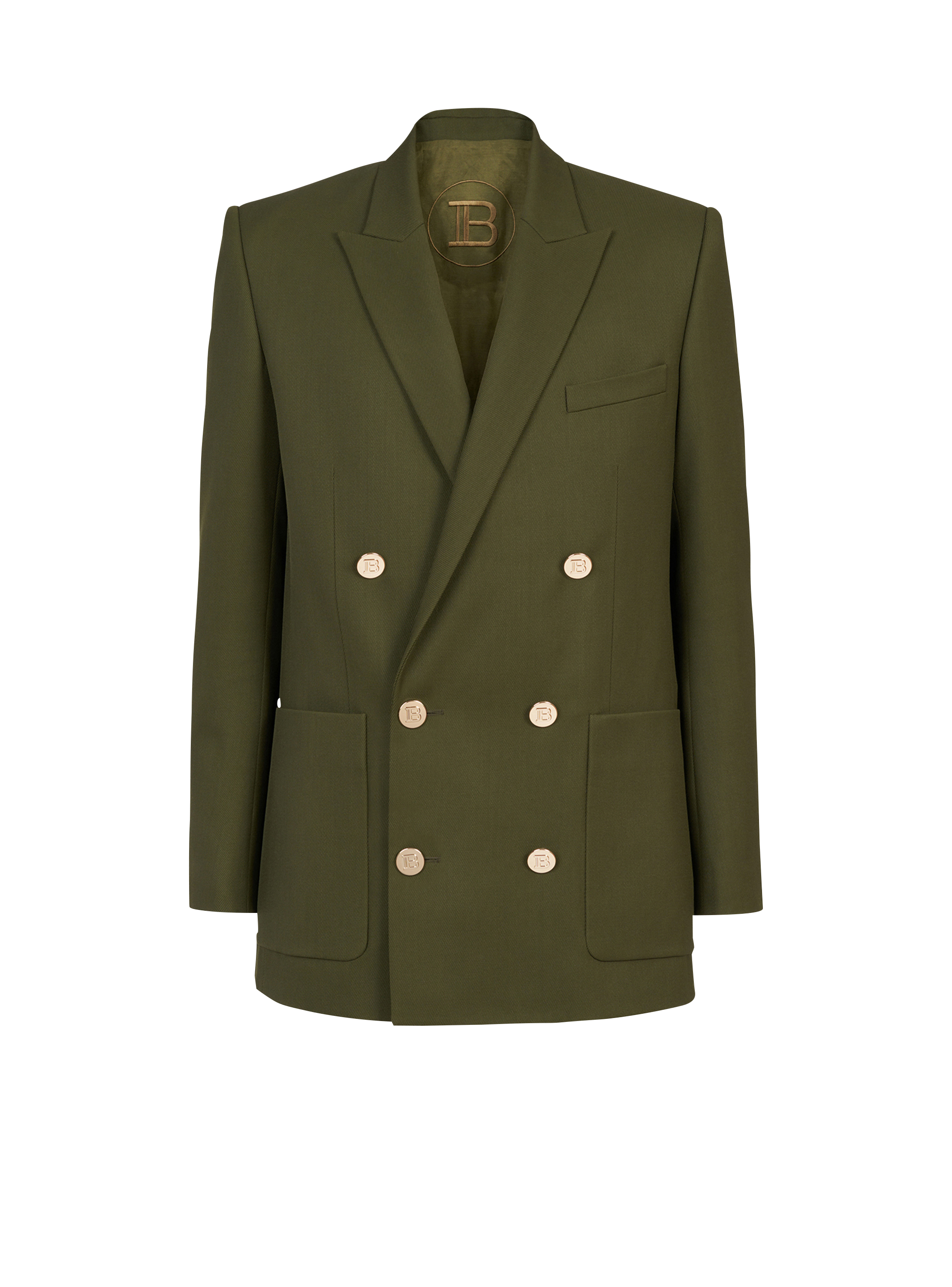 Twill blazer with double-breasted 