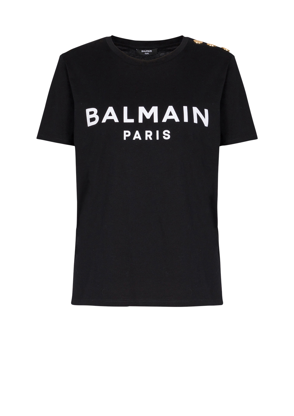 Eco-designed cotton T-shirt with Balmain logo print, black, hi-res