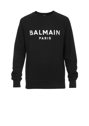 Eco-designed cotton sweatshirt with Balmain Paris logo print