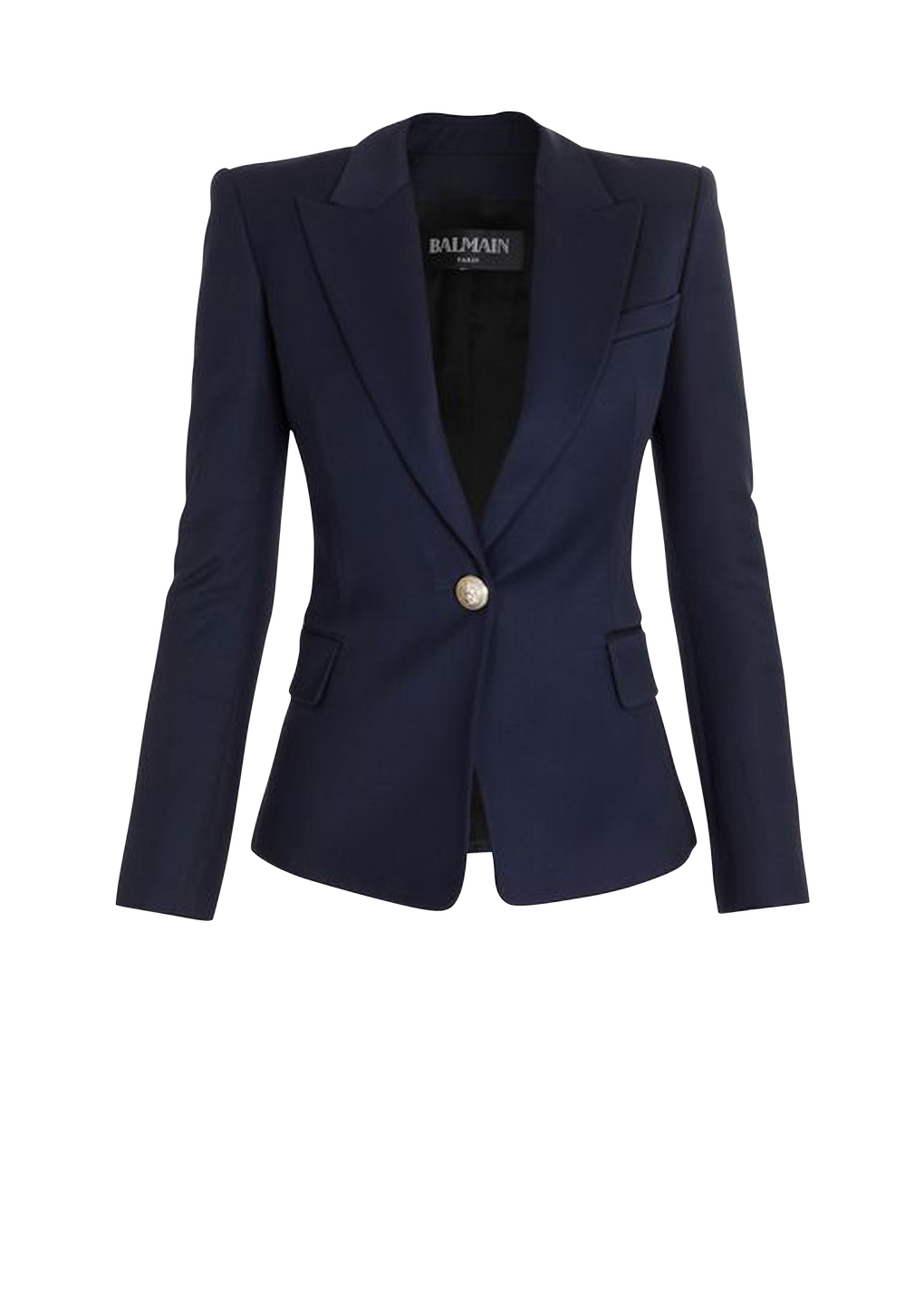 Wool single-button blazer, navy, hi-res