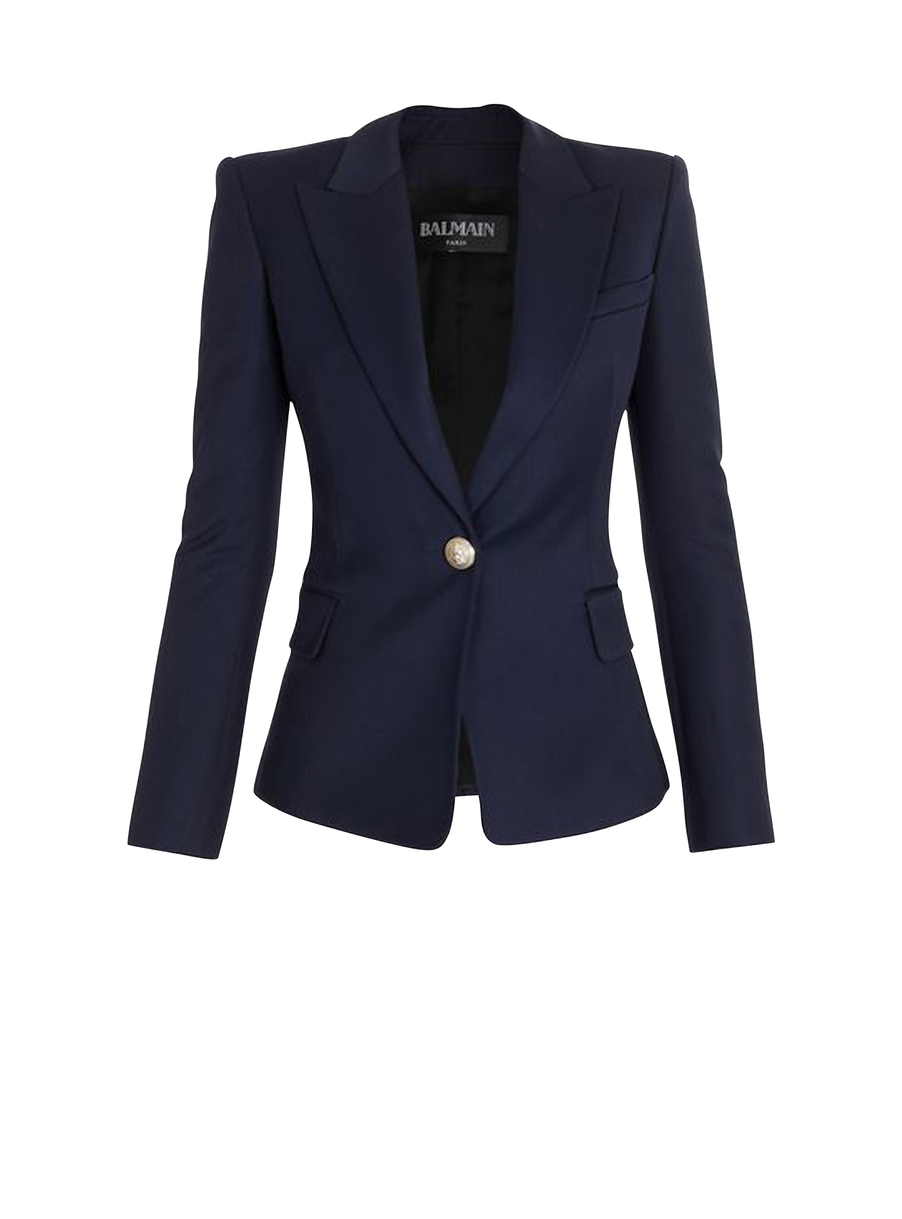 Wool single-button blazer, navy, hi-res
