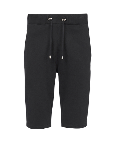 Eco-designed cotton shorts with Balmain Paris logo print