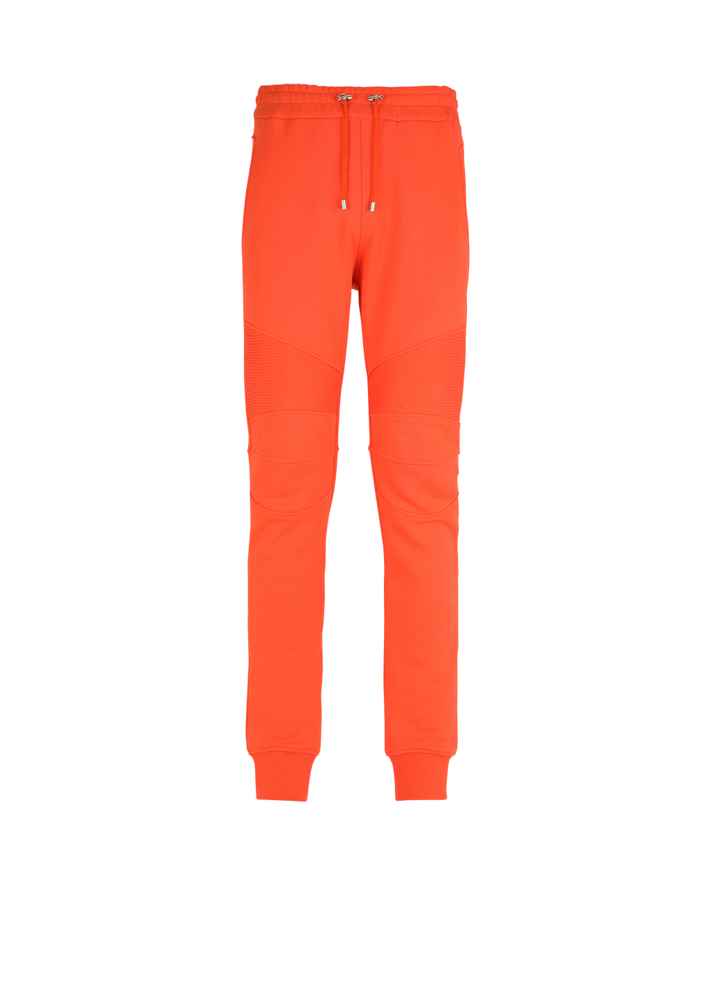 Orange cotton sweatpants with Balmain Paris logo print, orange, hi-res