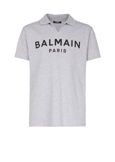 Cotton polo with Balmain logo print