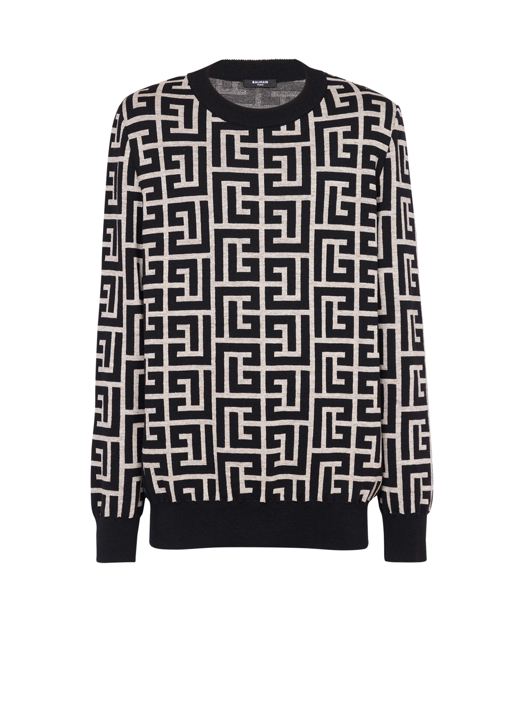 Wool sweater with Balmain monogram 