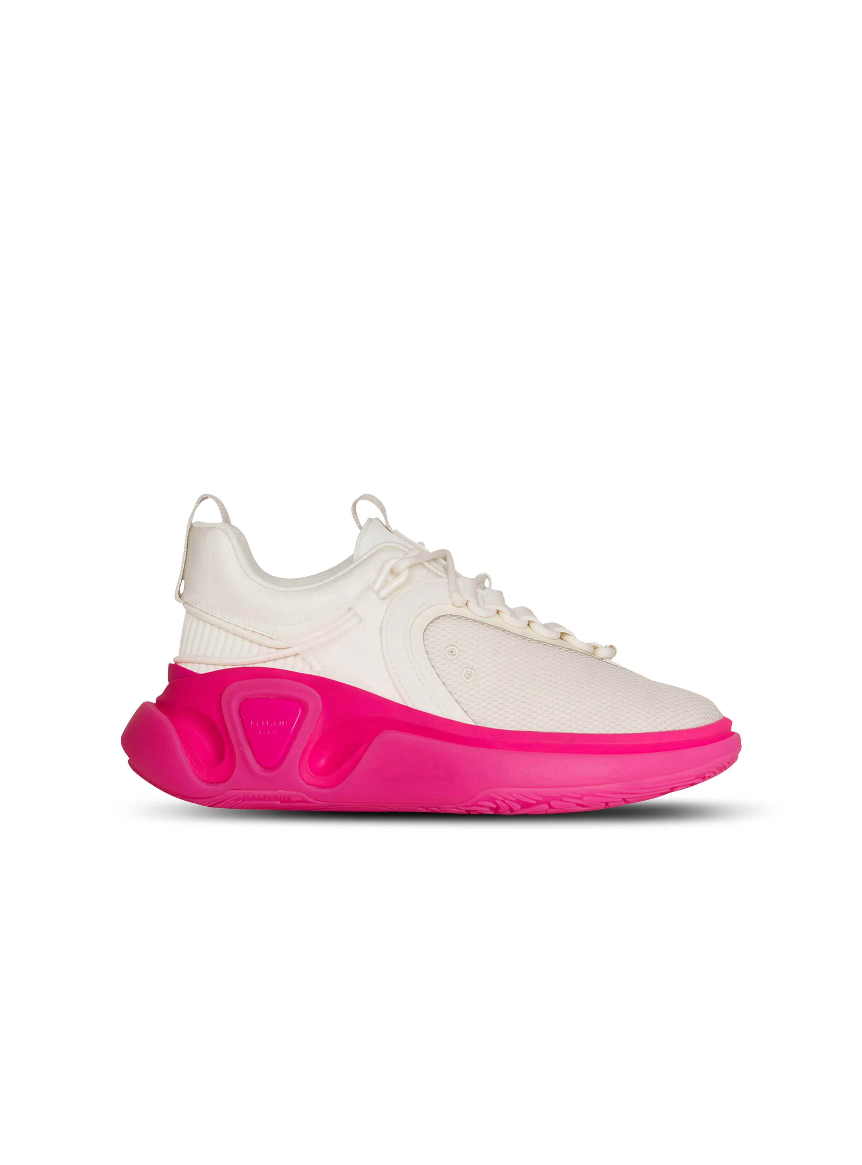 Gummy leather and mesh B-Runner sneakers, pink, hi-res