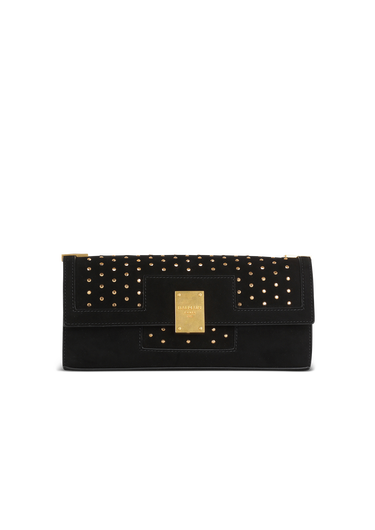Suede and polka dot 1945 clutch bag
