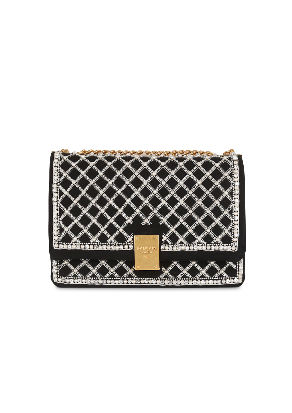 Suede and embroidered pearl 1945 Soft bag