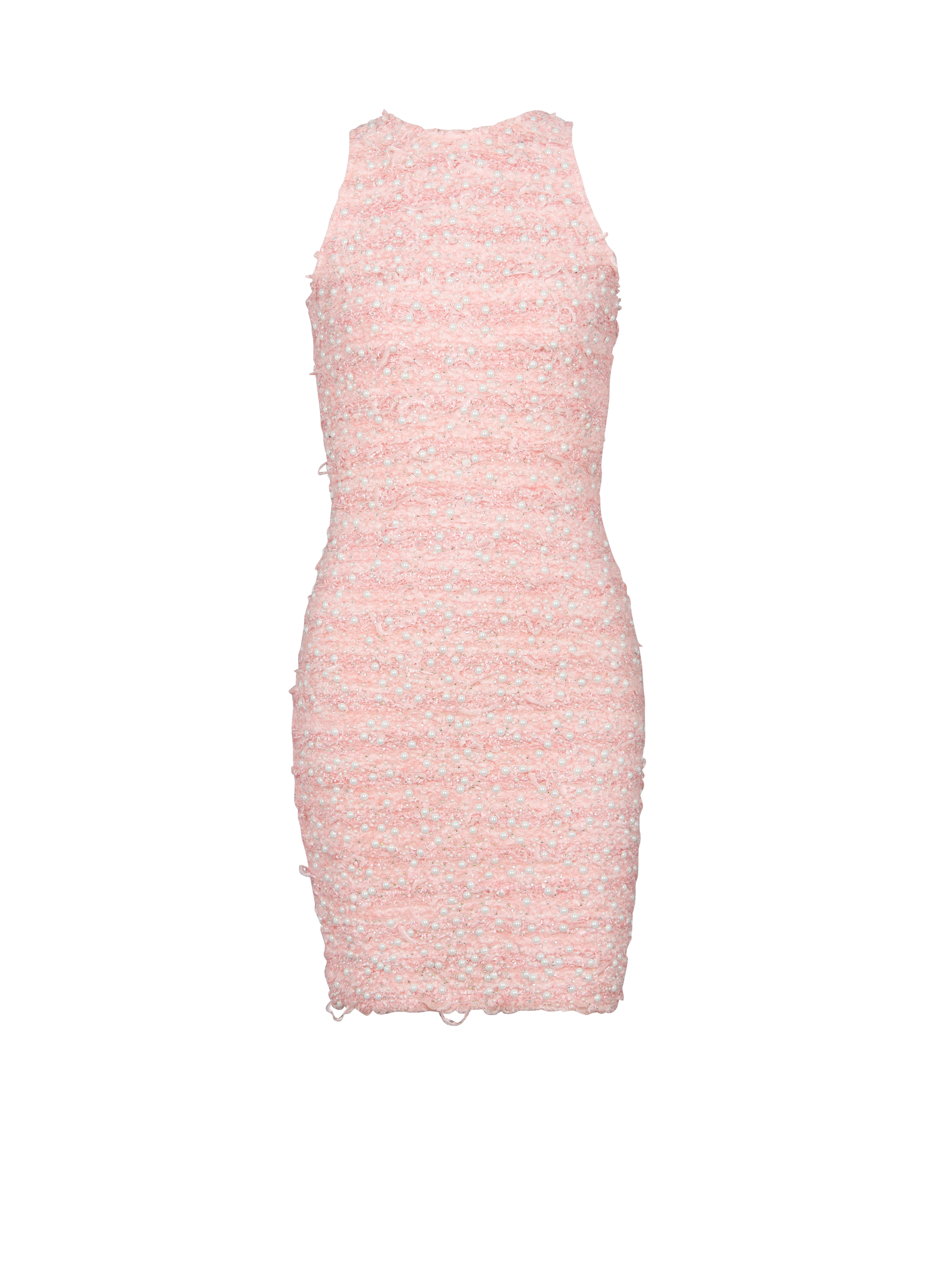 Tweed dress with embroidery, pink, hi-res
