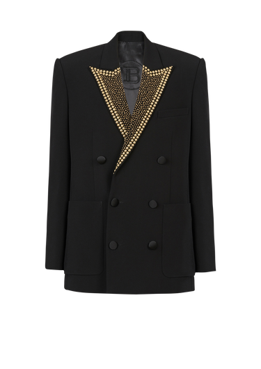 Eco-designed blazer with gold-tone studded embroidery