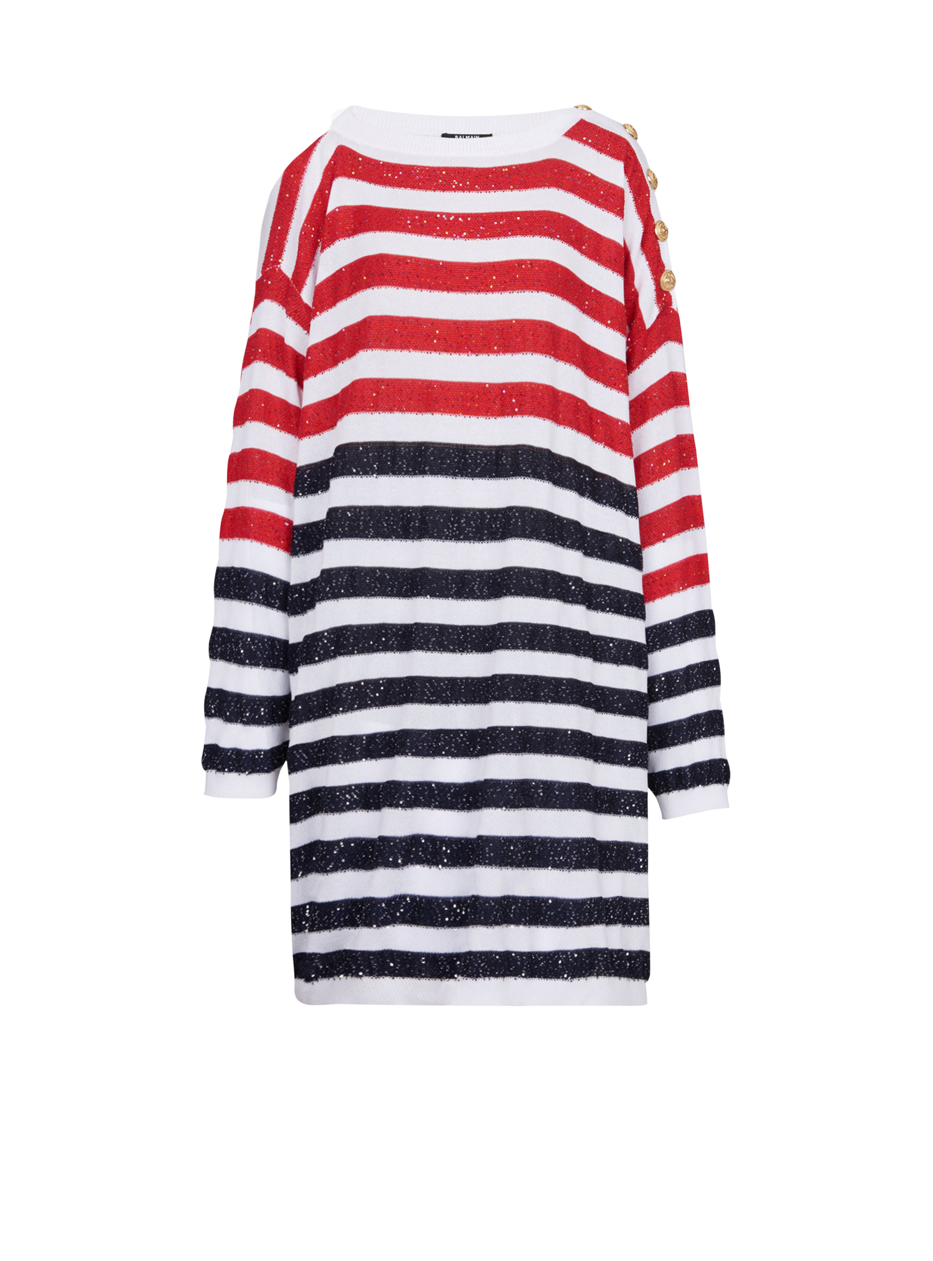 HIGH SUMMER CAPSULE -Striped knit dress, multicolor, hi-res