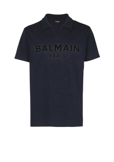 Eeco-designed cotton polo with black Balmain logo print
