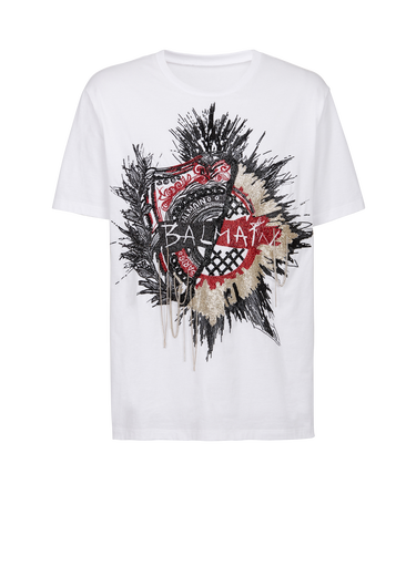 Oversized cotton T-shirt with embroidered Balmain logo 