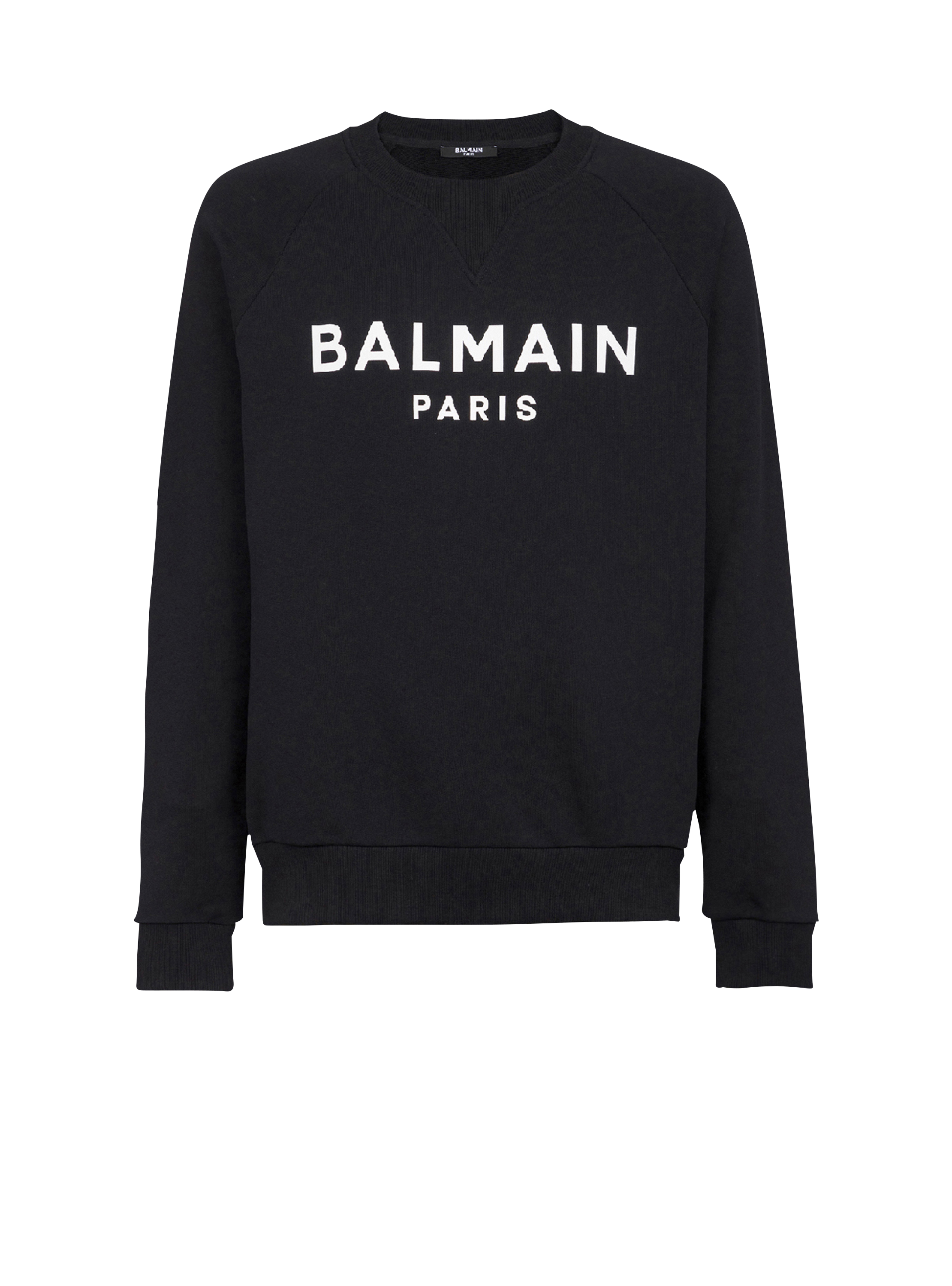 gym and workout clothes Sweatshirts Save 47% Mens Clothing Activewear Balmain Cotton Flock Sweatshirt in Black for Men 