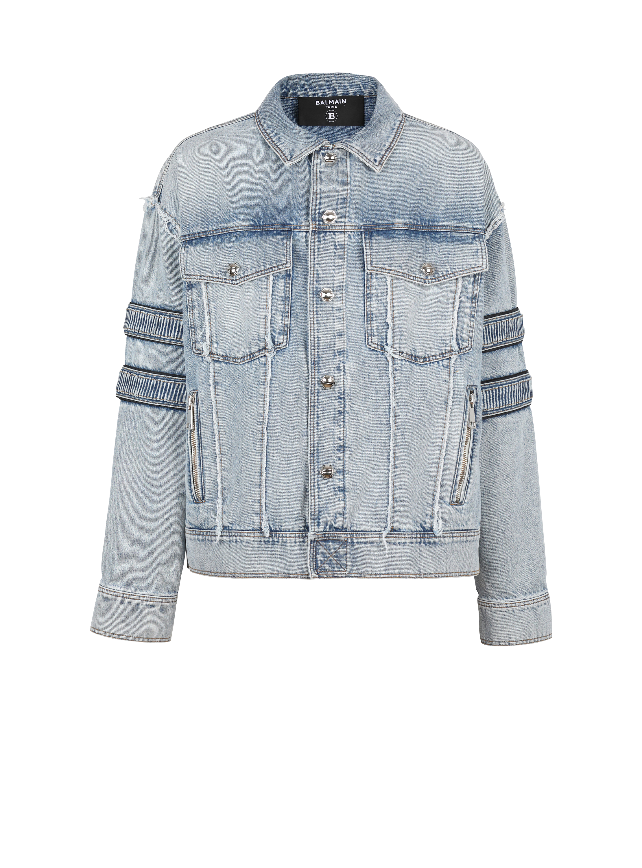 Denim jacket with velcro stripes - Men 