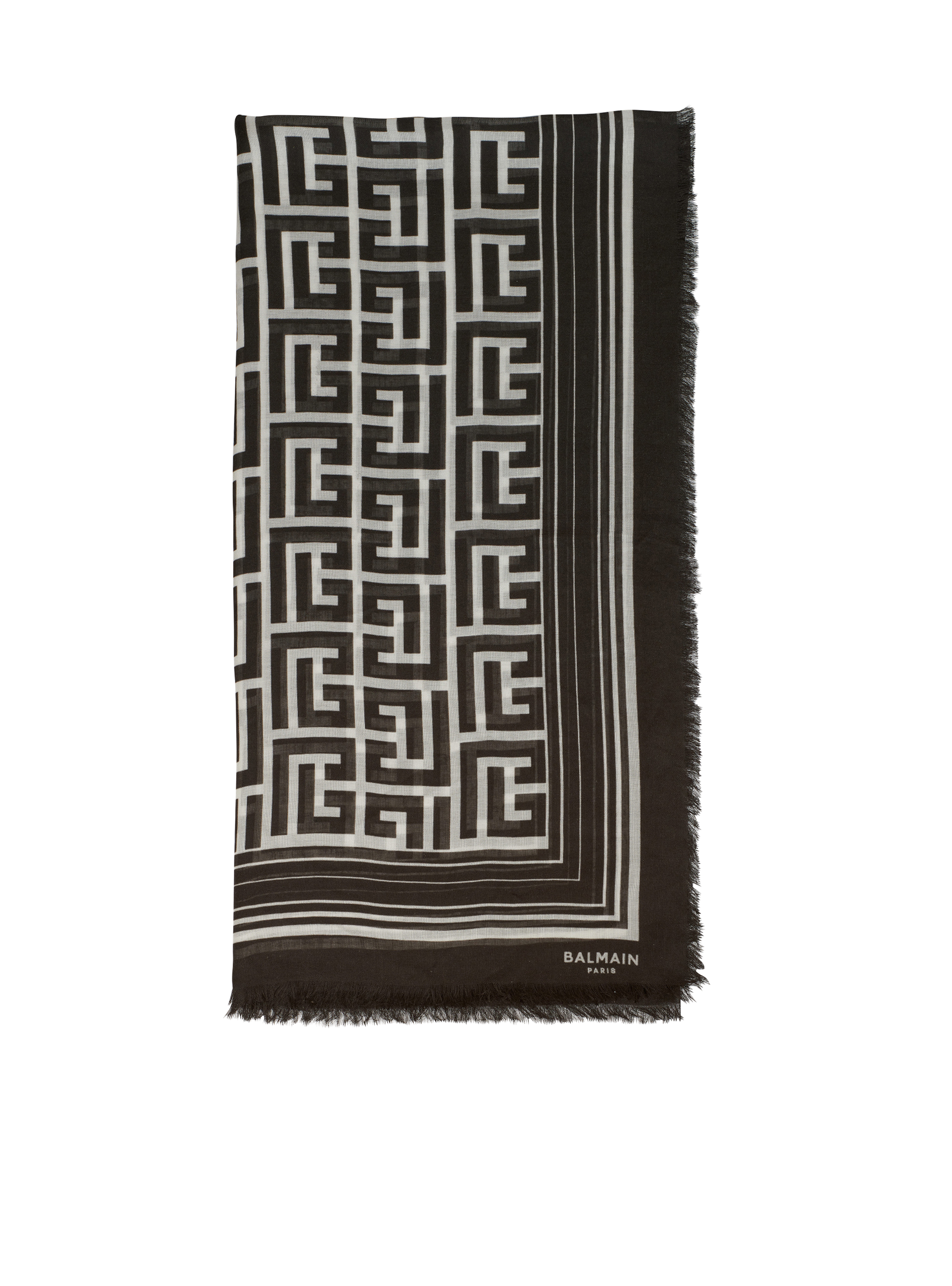 Balmain monogram scarf, black, hi-res