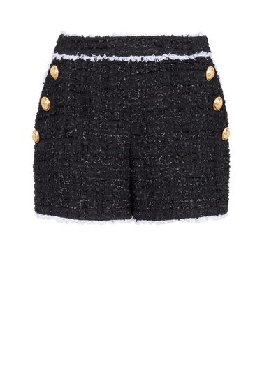 High-waisted tweed shorts
