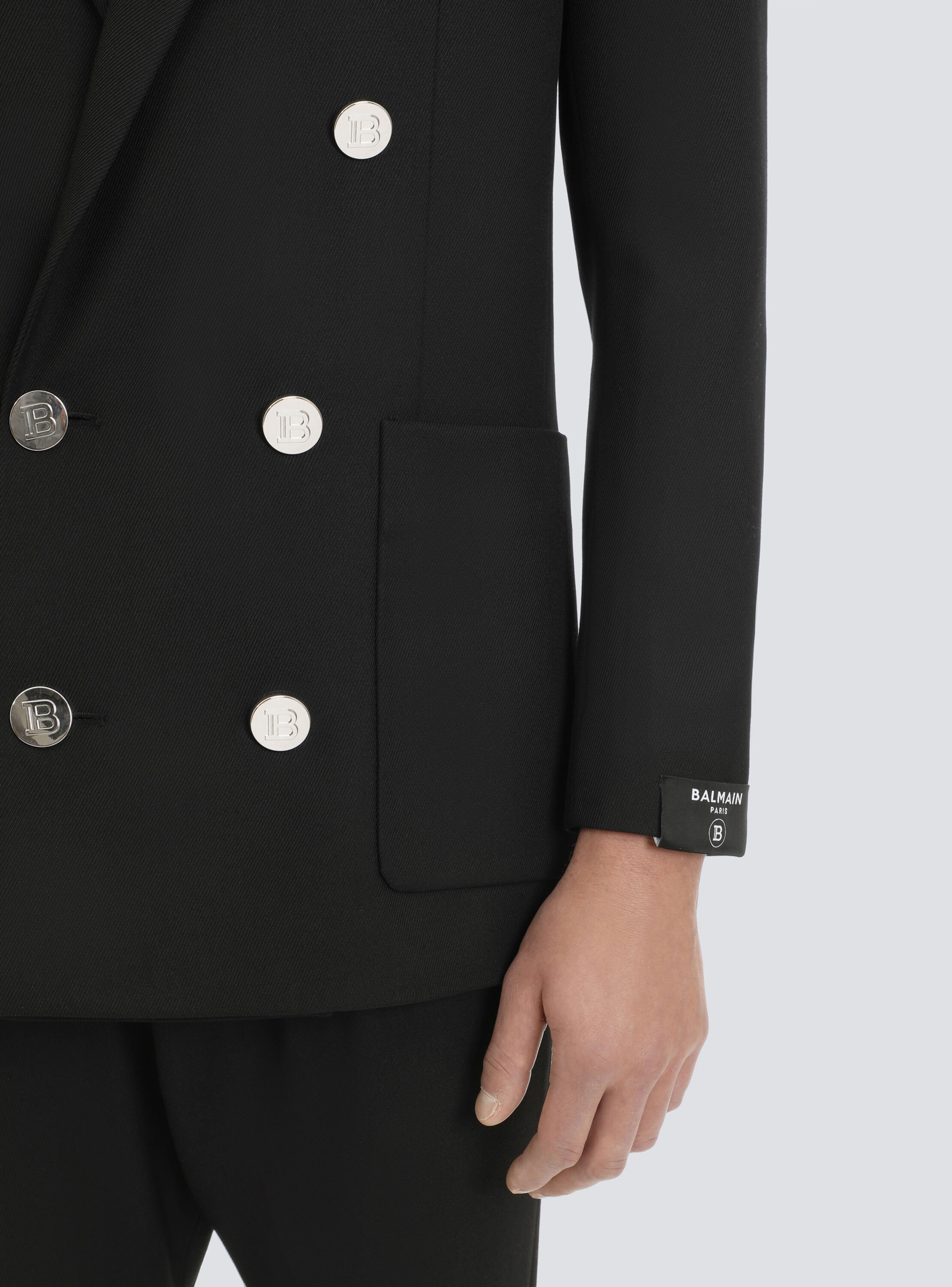 Twill blazer with double-breasted 