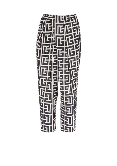 Eco-designed draped pants with Balmain print monogram 