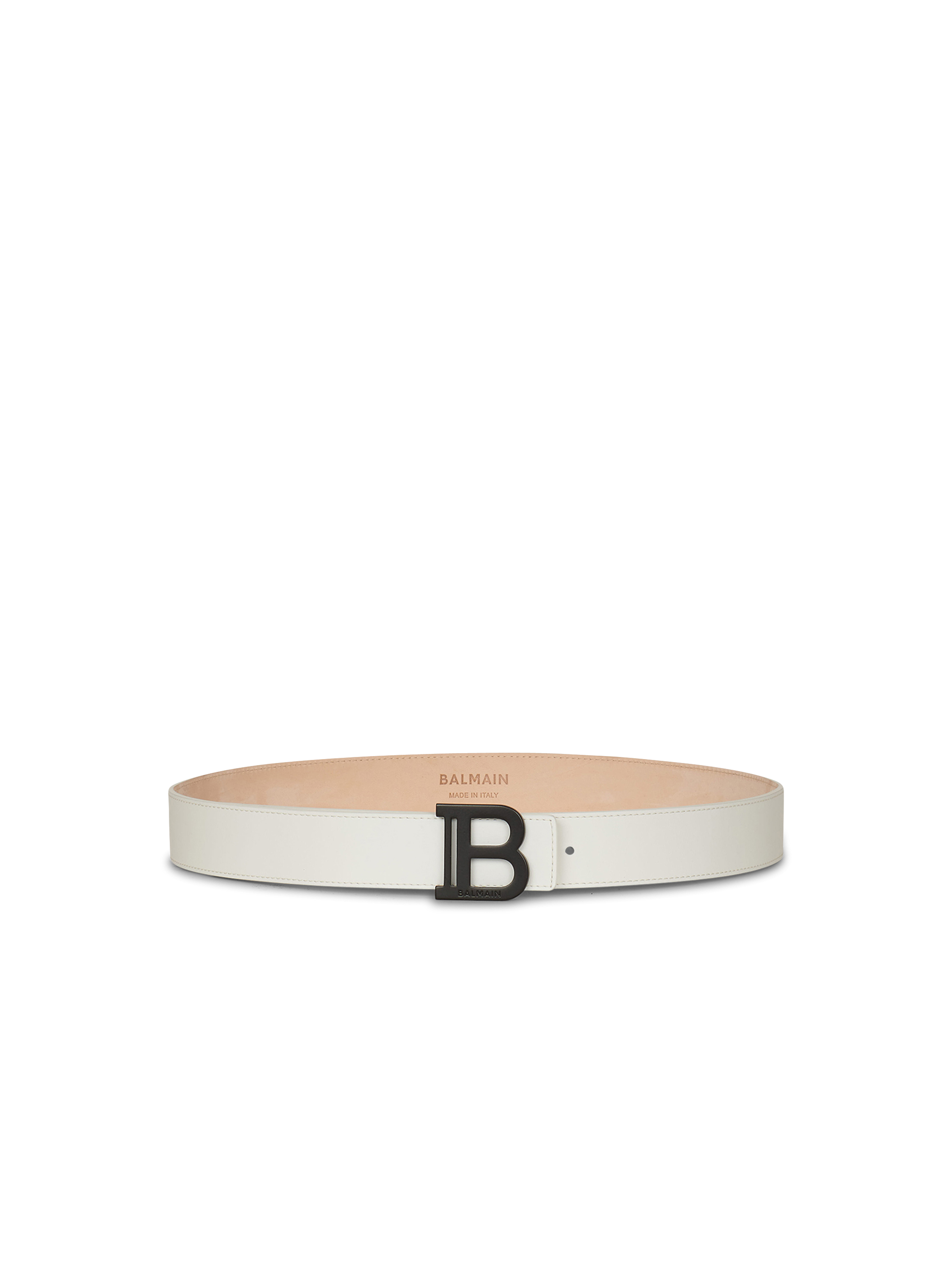 Smooth leather B-Belt belt , white, hi-res