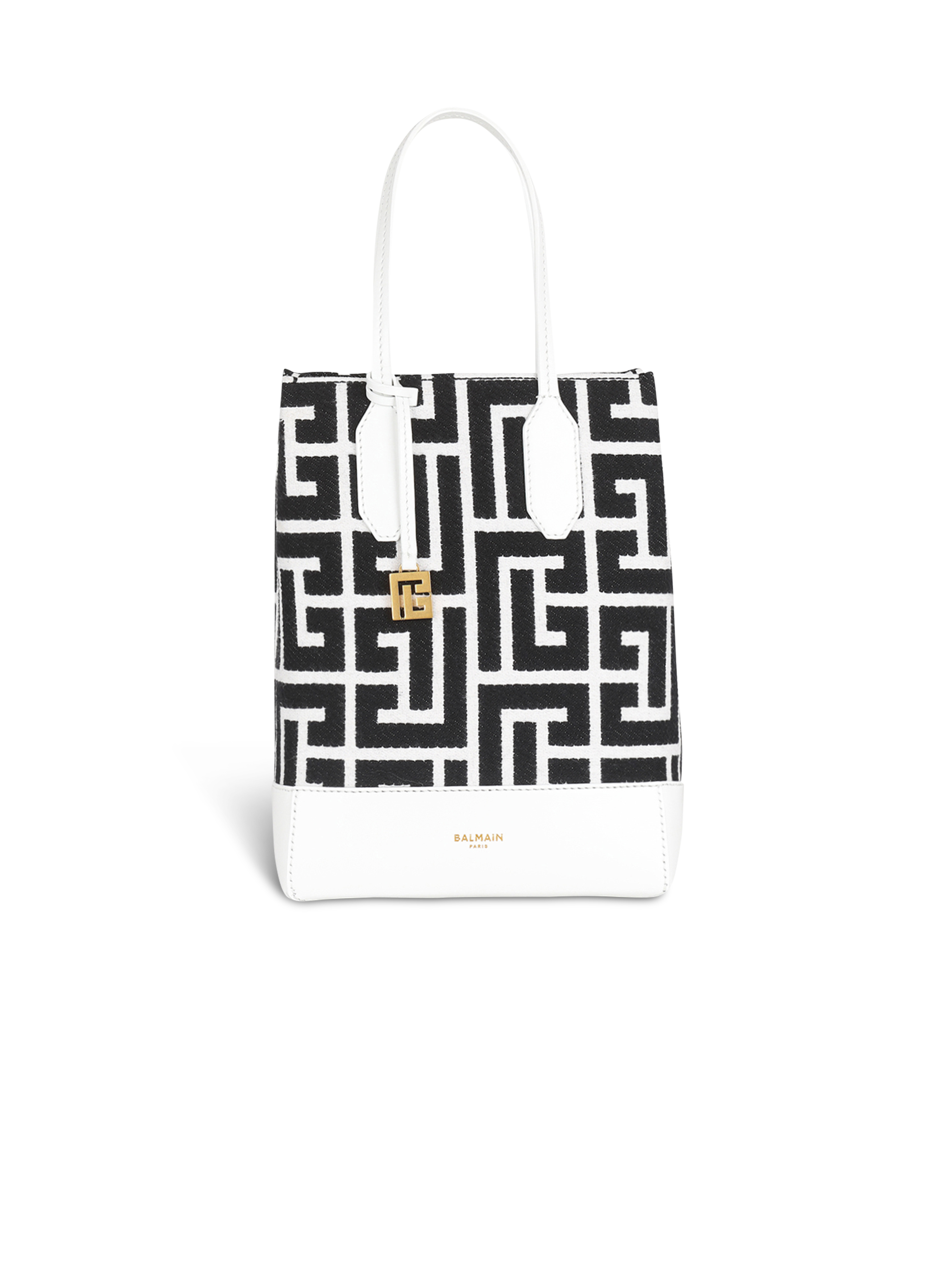 Bicolor jacquard Folded Shopping bag, white, hi-res