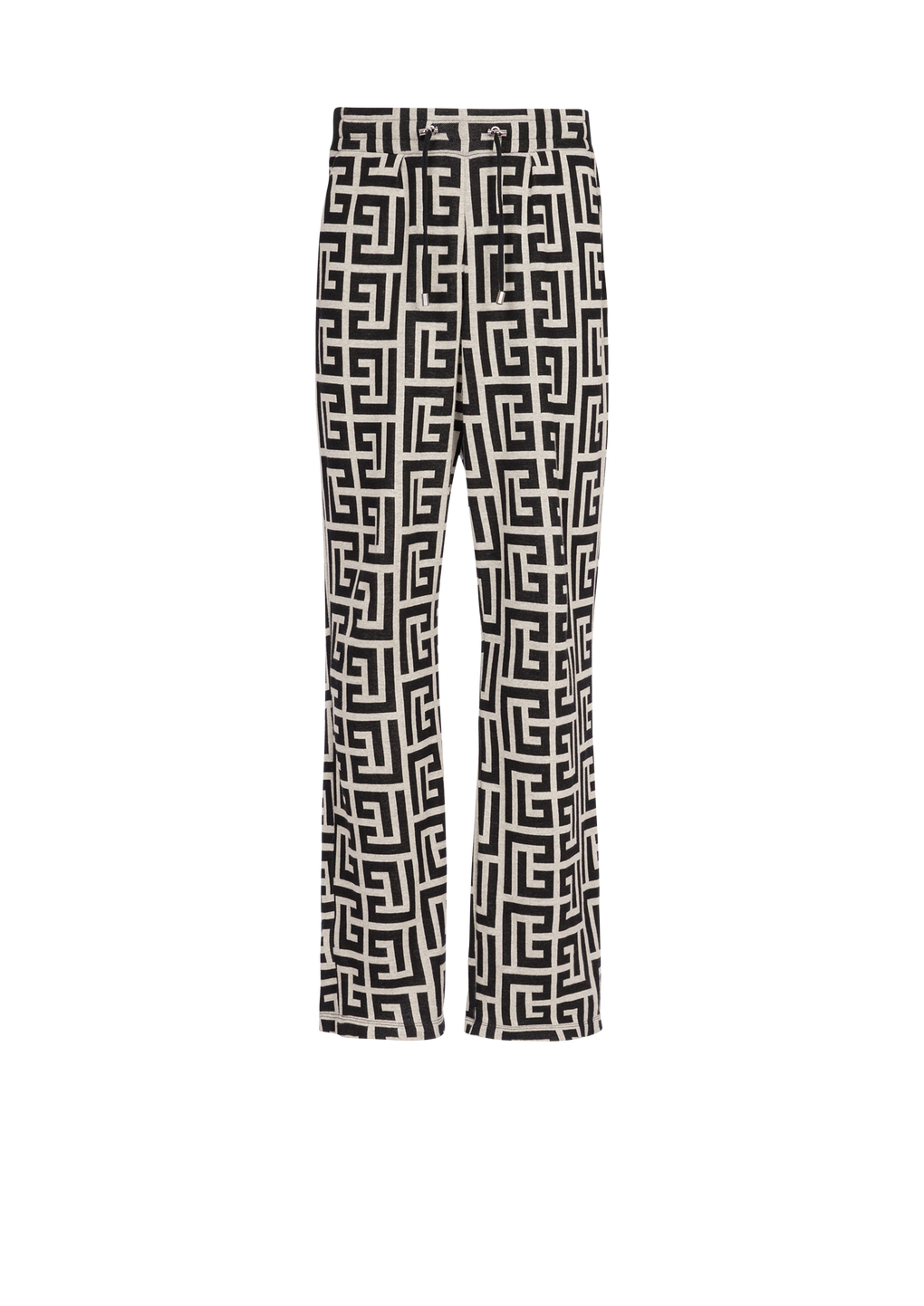 Wide jacquard Balmain monogram pyjama pants, black, hi-res