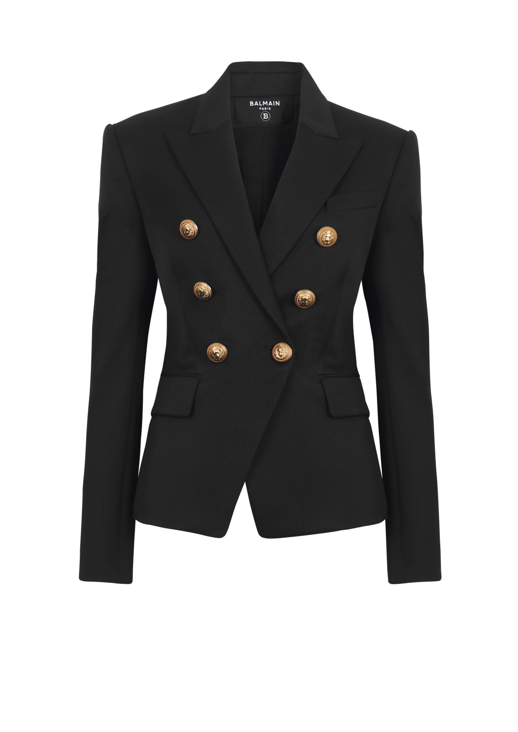Wool double-breasted jacket, black, hi-res