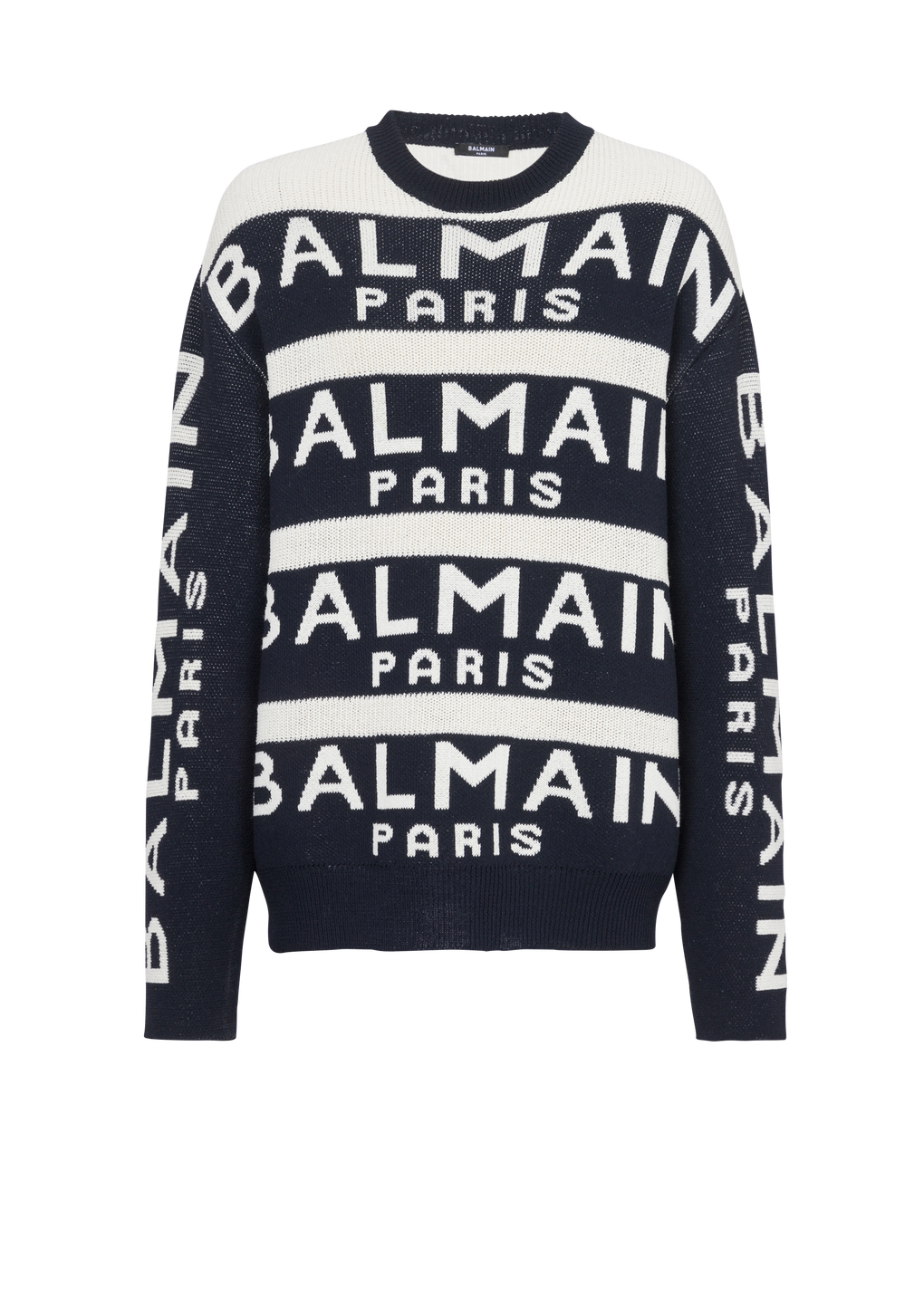 Sweater embroidered with Balmain Paris logo , black, hi-res