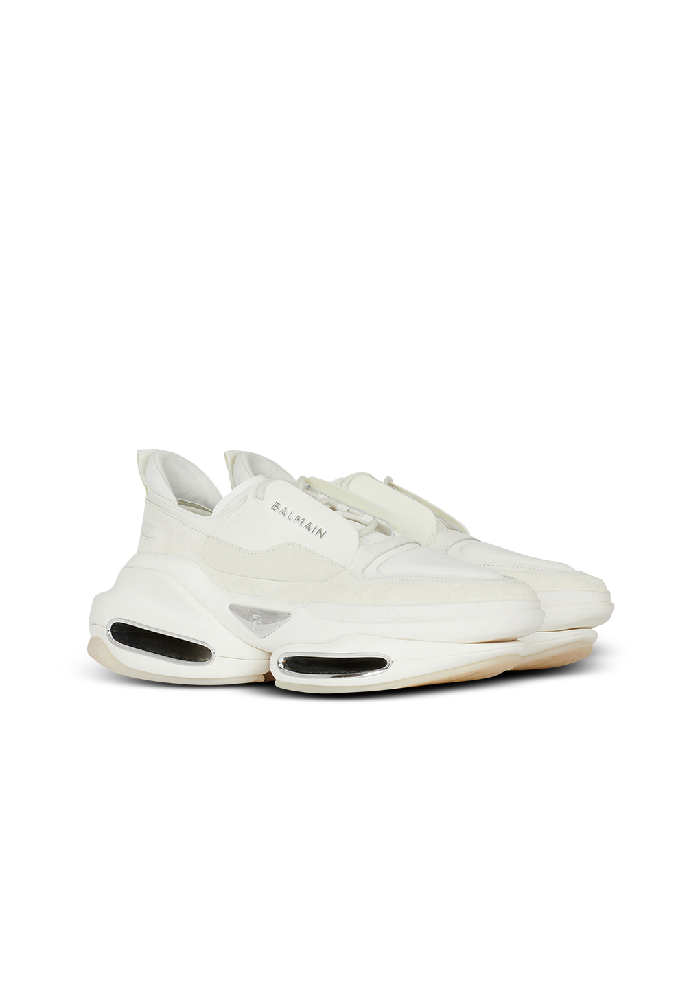 Leather, neoprene and suede B-Bold low-top sneakers, white, hi-res
