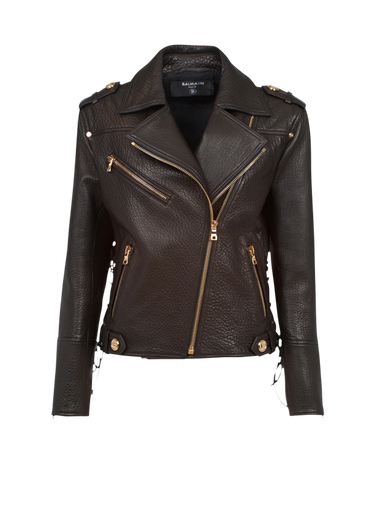 Leather lace-up jacket