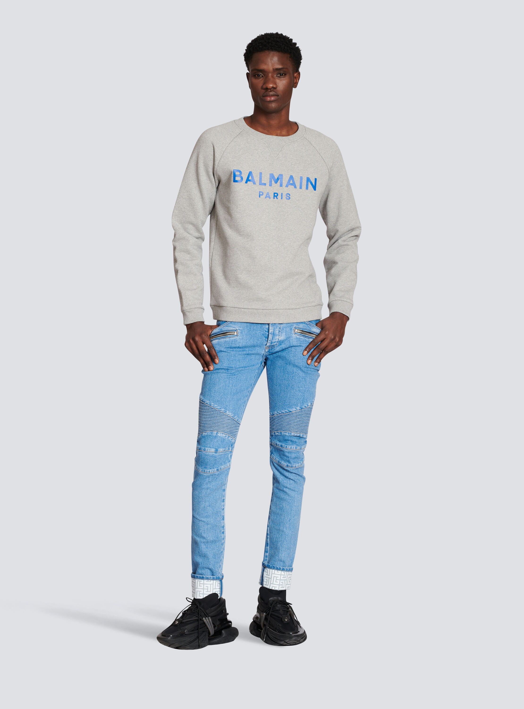 Cotton sweatshirt with Balmain Paris logo print - Men | BALMAIN