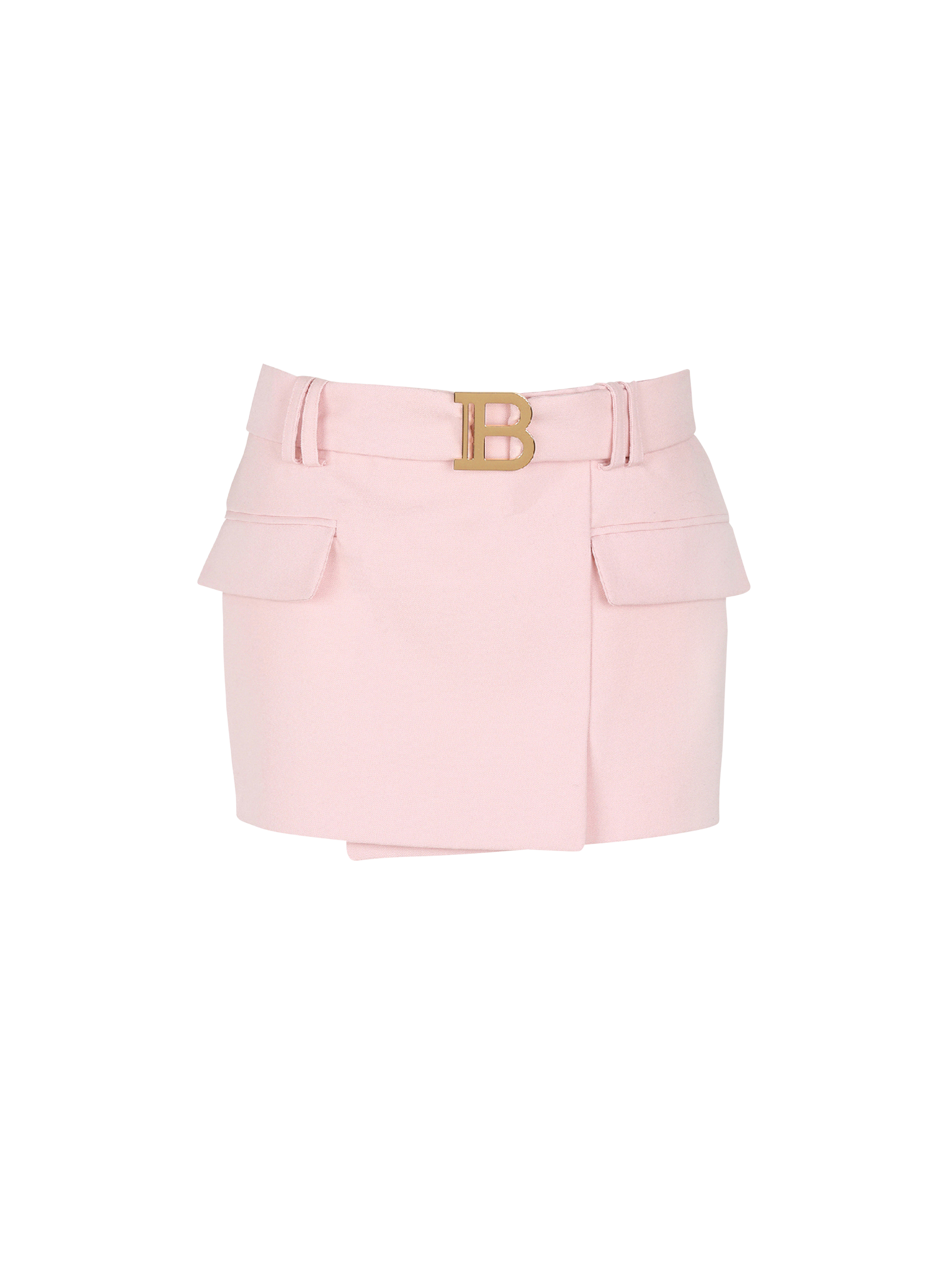Short wool low-rise skirt , pink
