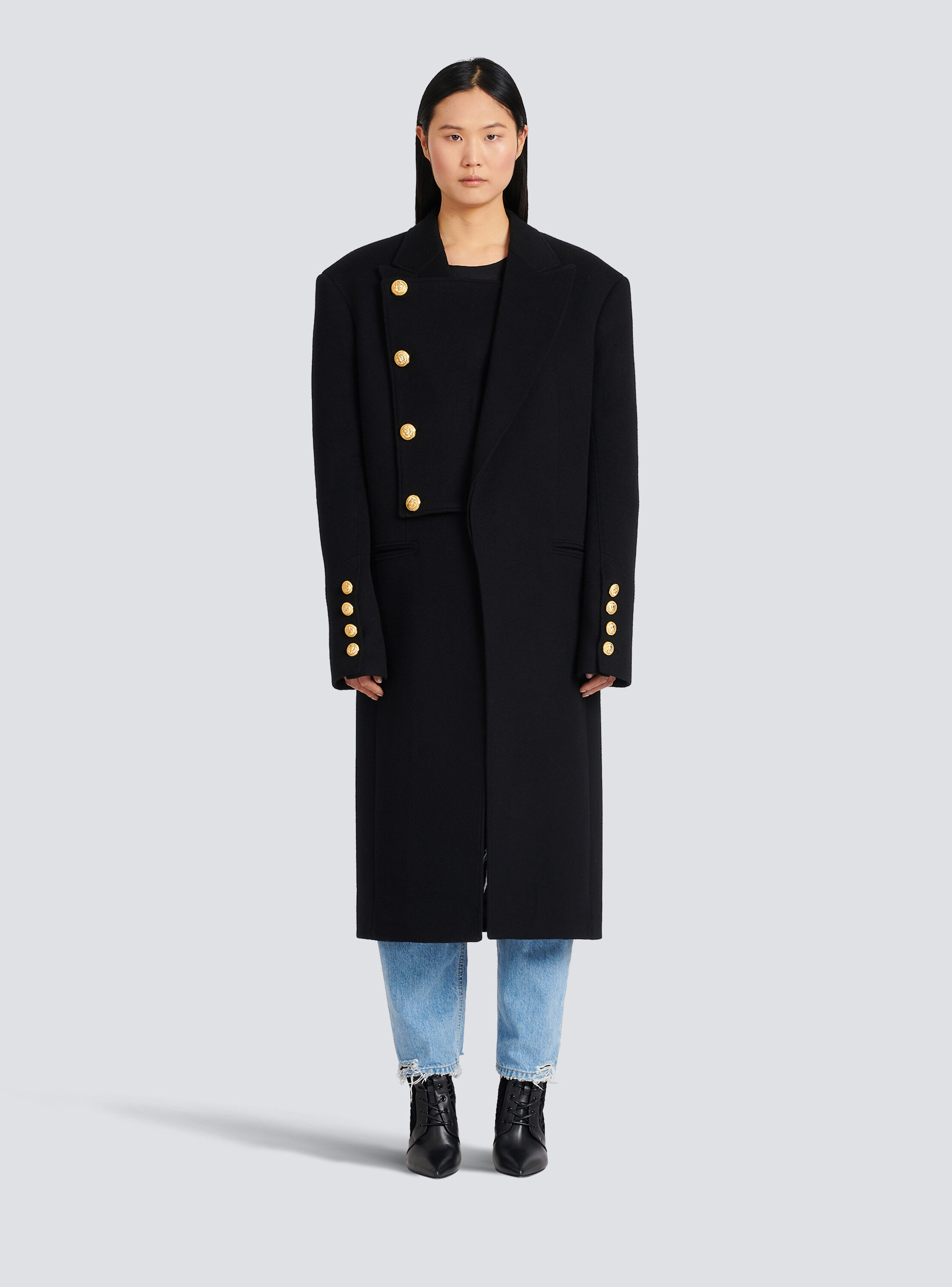 balmain wool coat