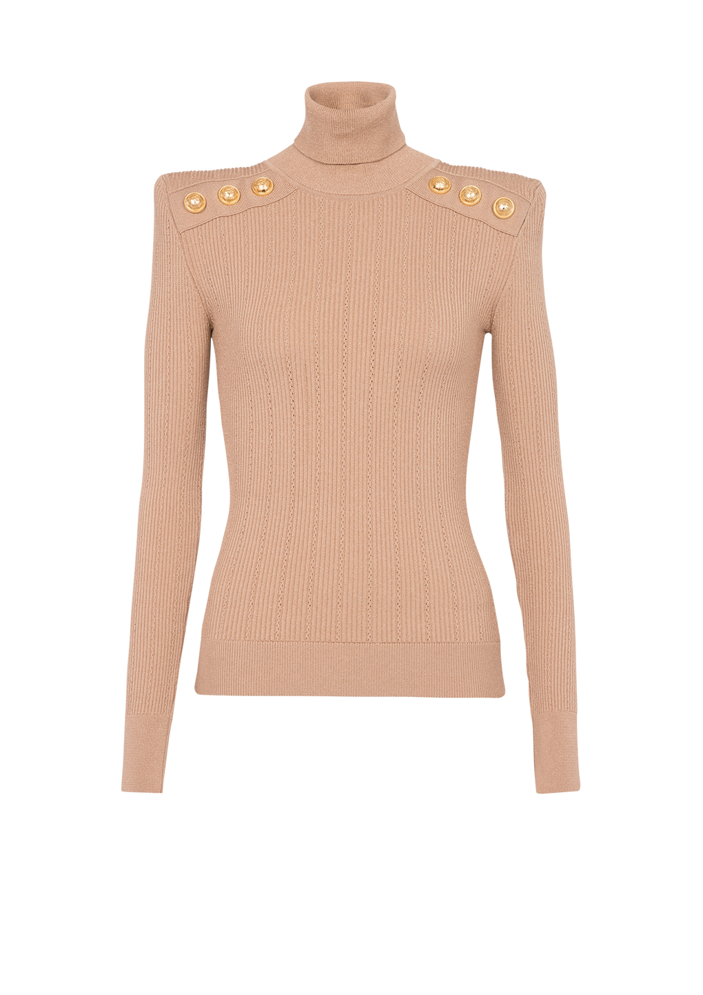Eco-designed sweater with gold-tone buttons , beige, hi-res