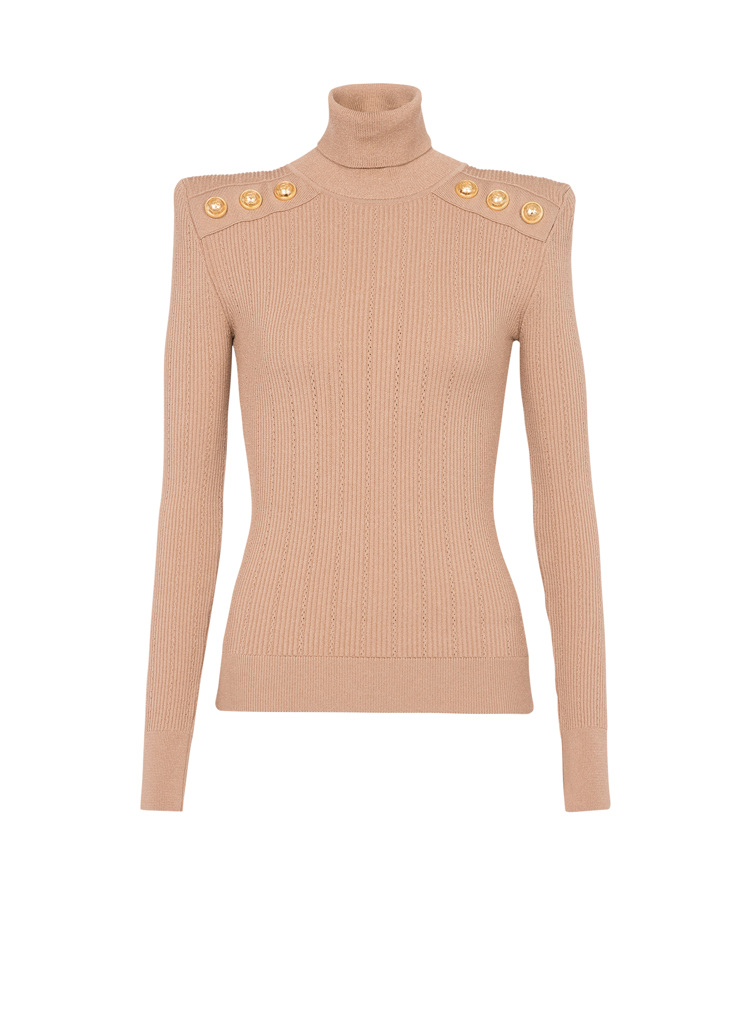Eco-designed sweater with gold-tone buttons , beige