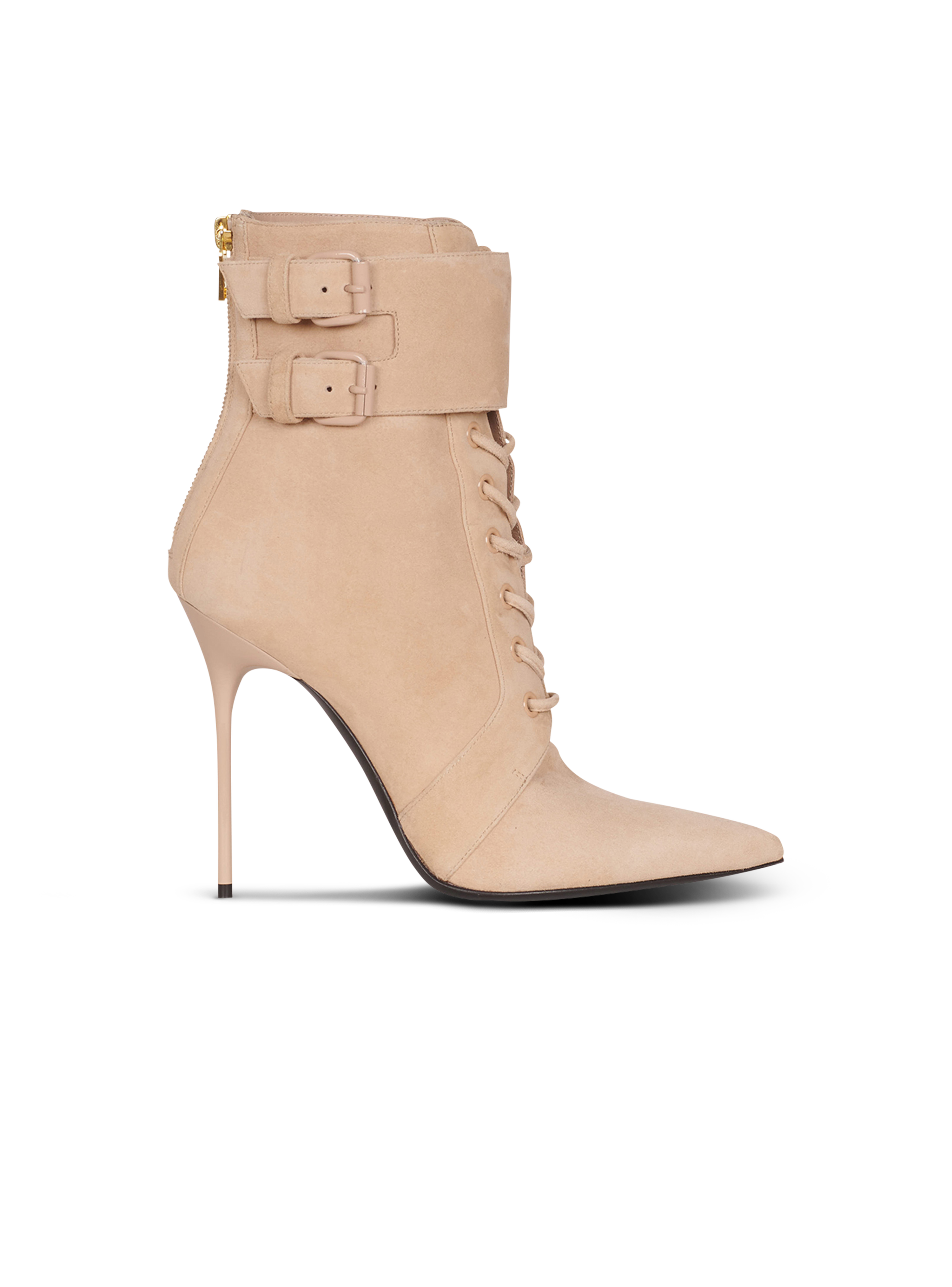 Suede Uria ankle boots, beige