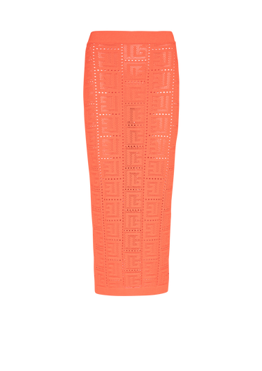 Mid-length eco-designed knit skirt with Balmain monogram