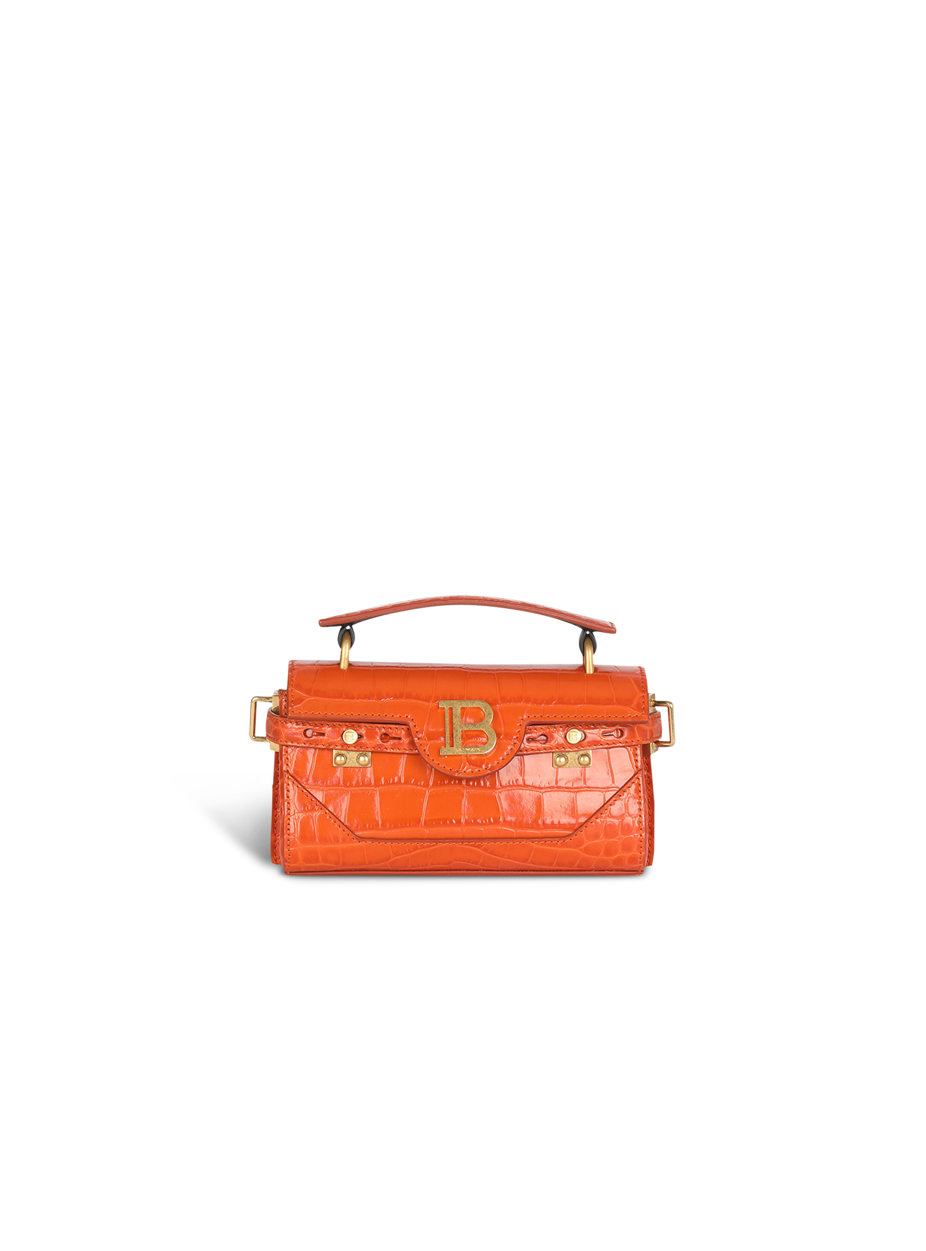 Crocodile-embossed leather B-Buzz 19 bag, orange, hi-res