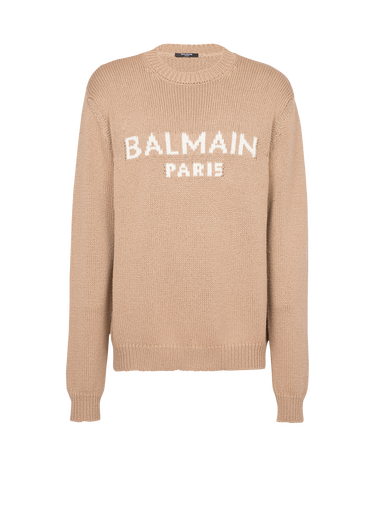 Merino wool sweater with white Balmain Paris logo