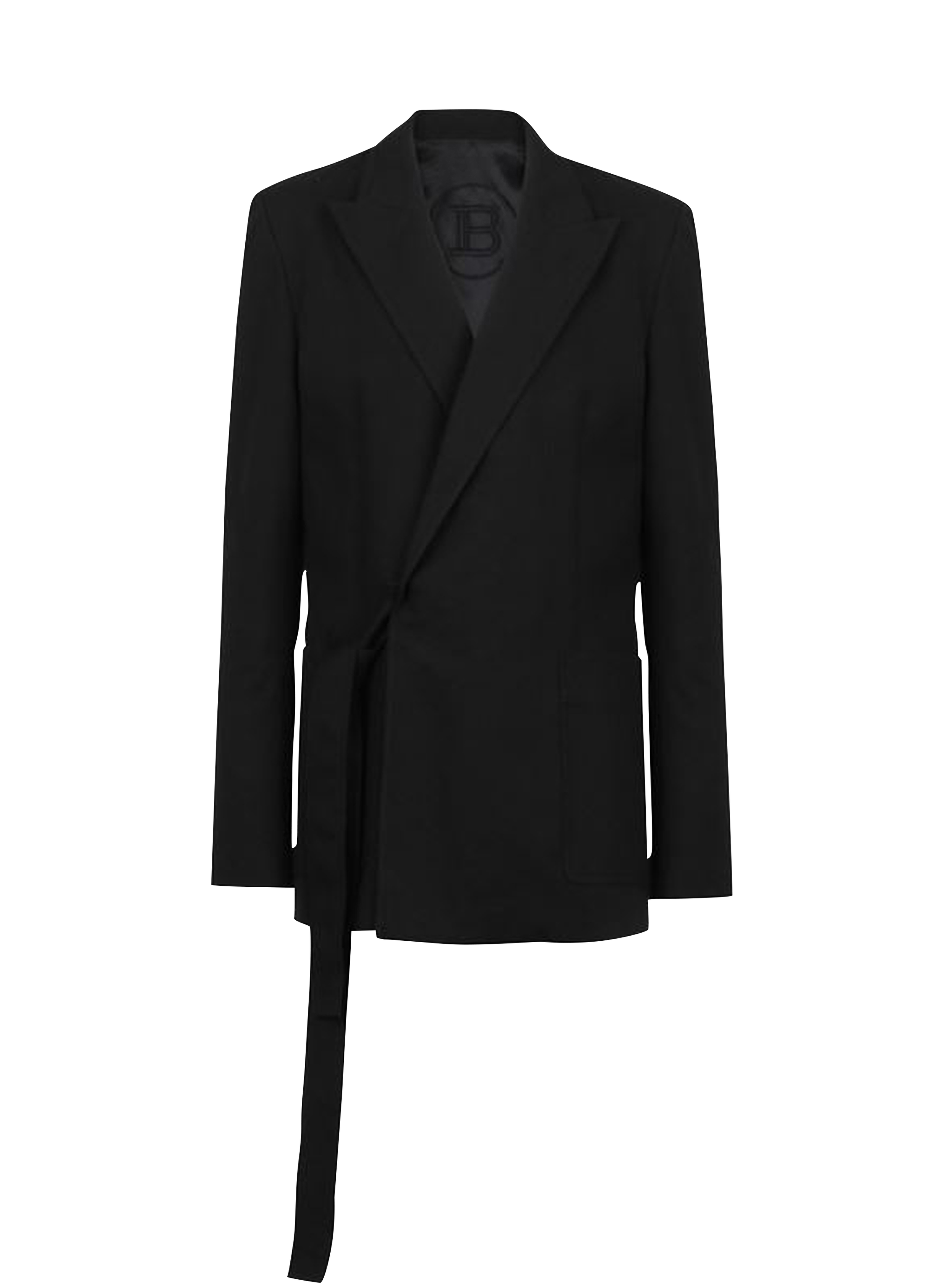 Asymmetrical cotton blazer, black, hi-res