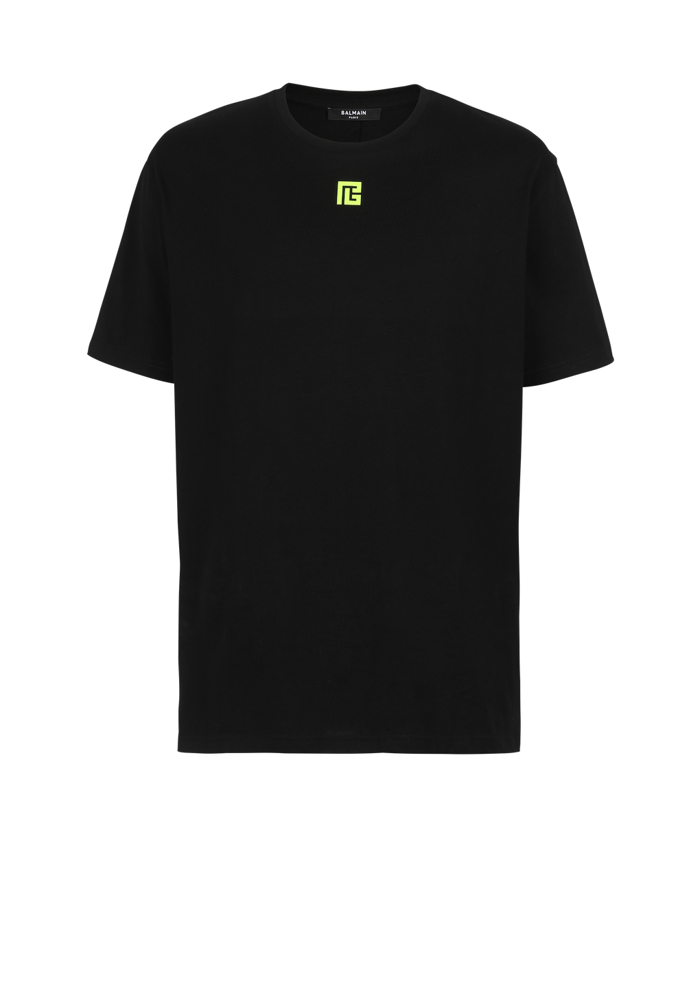 EXCLUSIVE - Cotton T-shirt with maxi Balmain logo print on back, black, hi-res