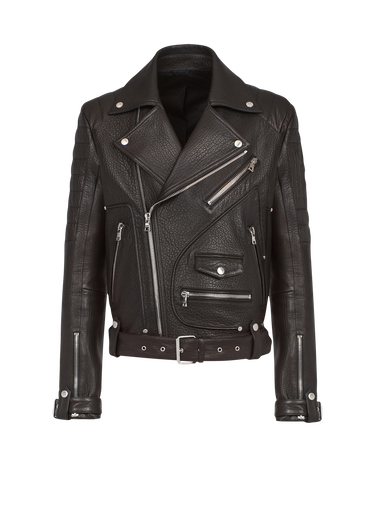 Quilted leather biker jacket