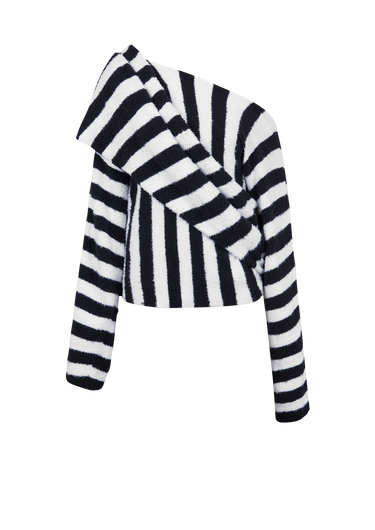 Striped eco-designed cotton cropped sweater