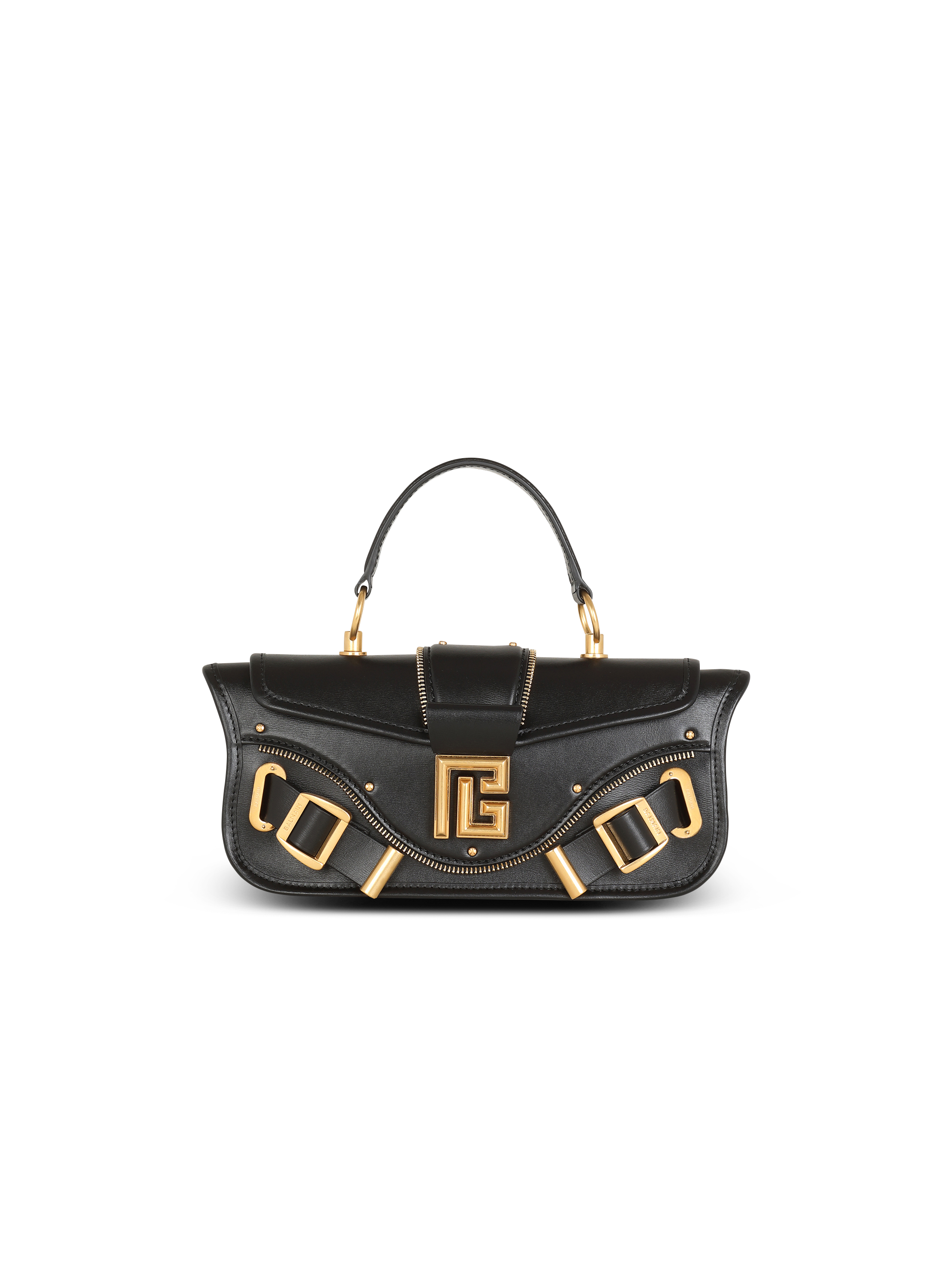 Damen Taschen Clutches und Abendtaschen Balmain Leder Mini-Tasche mit Logo-Schild in Schwarz 