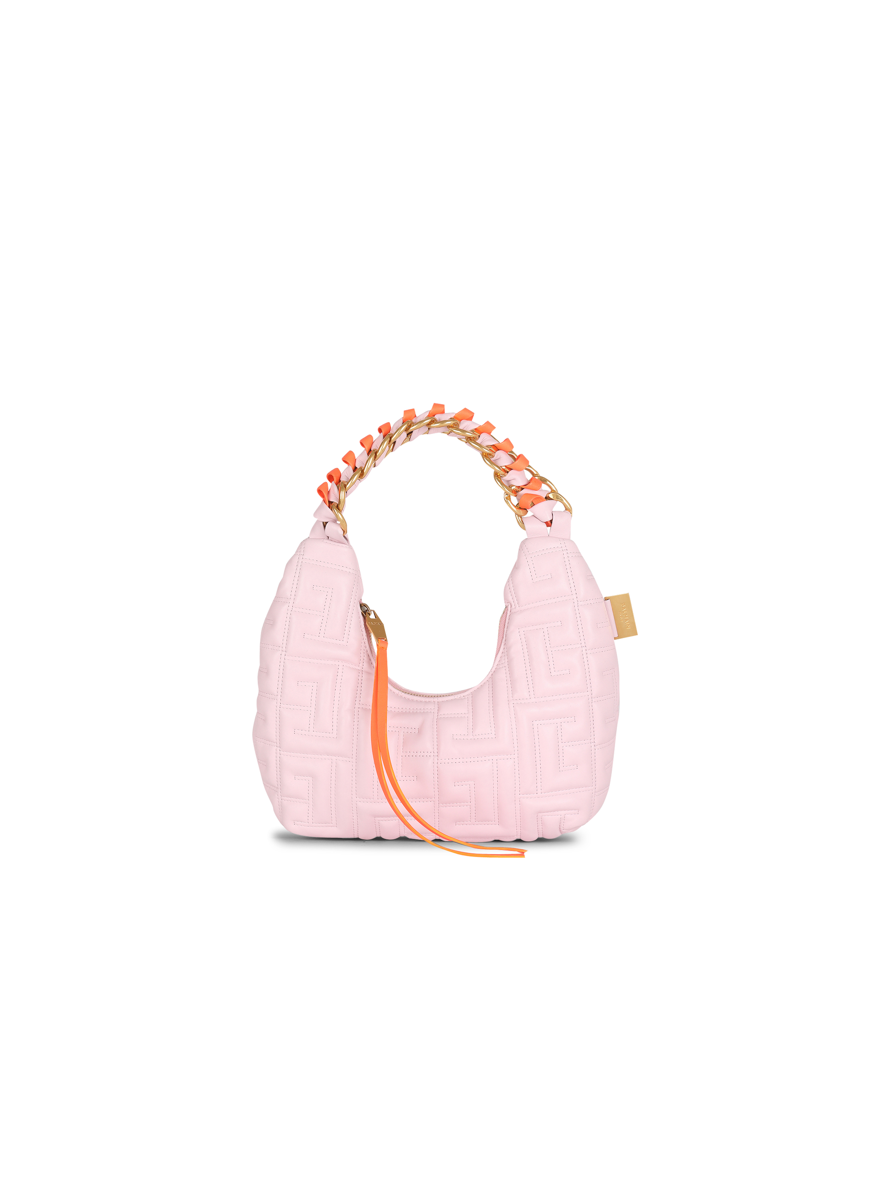 Quilted leather mini Pillow Hobo bag, pink, hi-res
