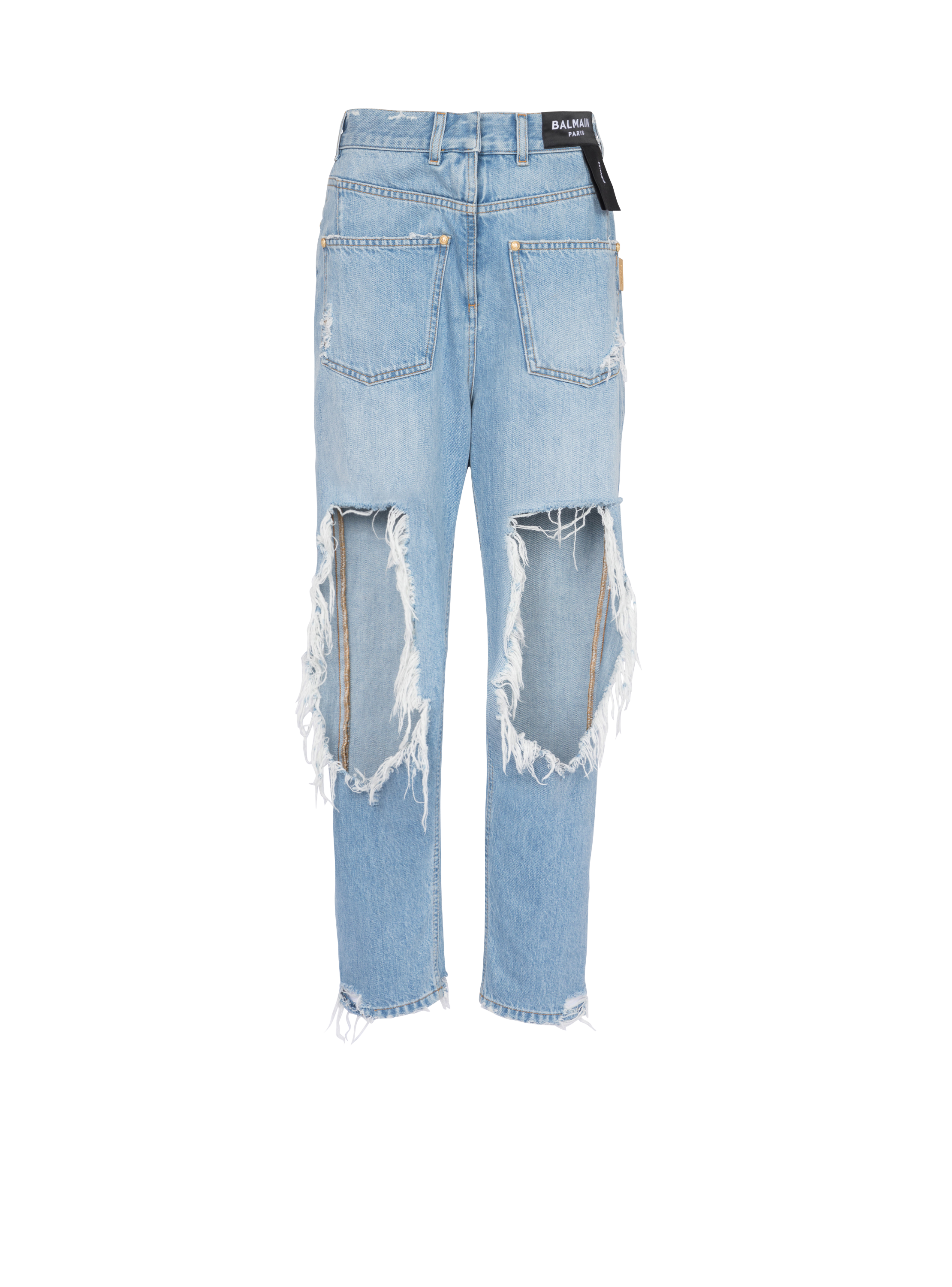 Destroyed reverse boyfriend cut jeans 