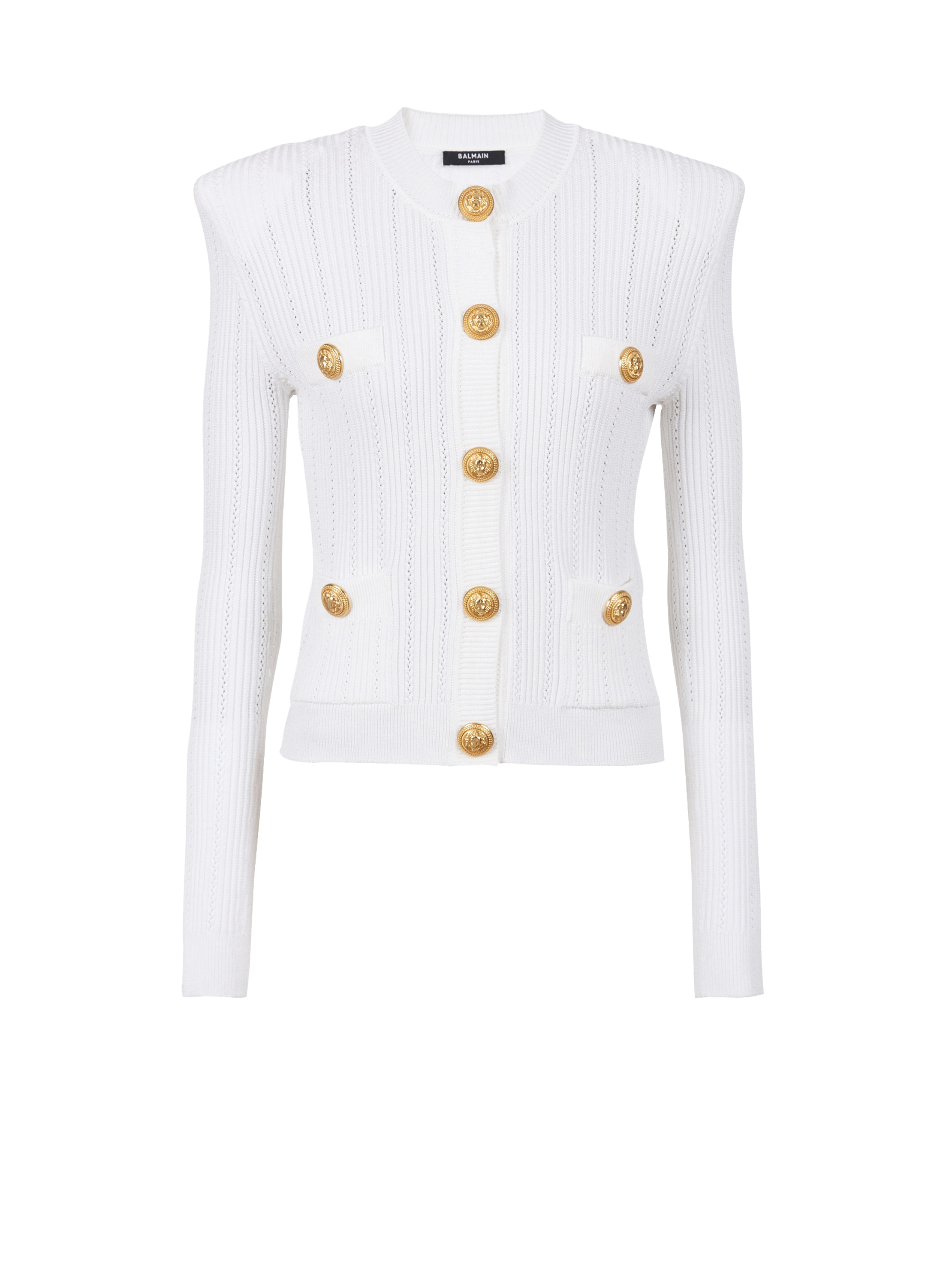 Cropped eco-designed knit cardigan with 