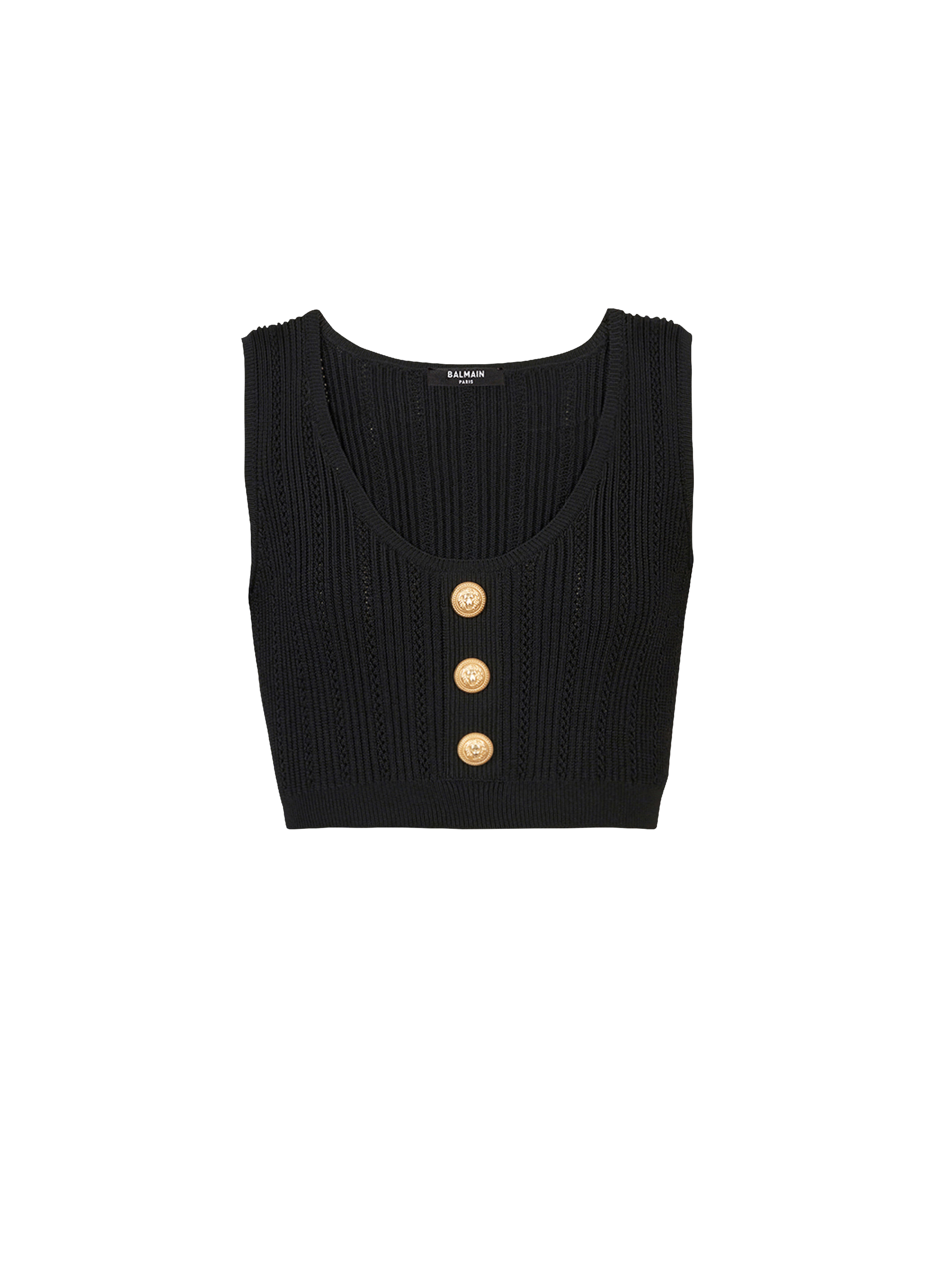 Eco-designed knit crop top, black, hi-res