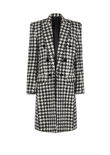 Six-button wool coat with detachable inset jacket  